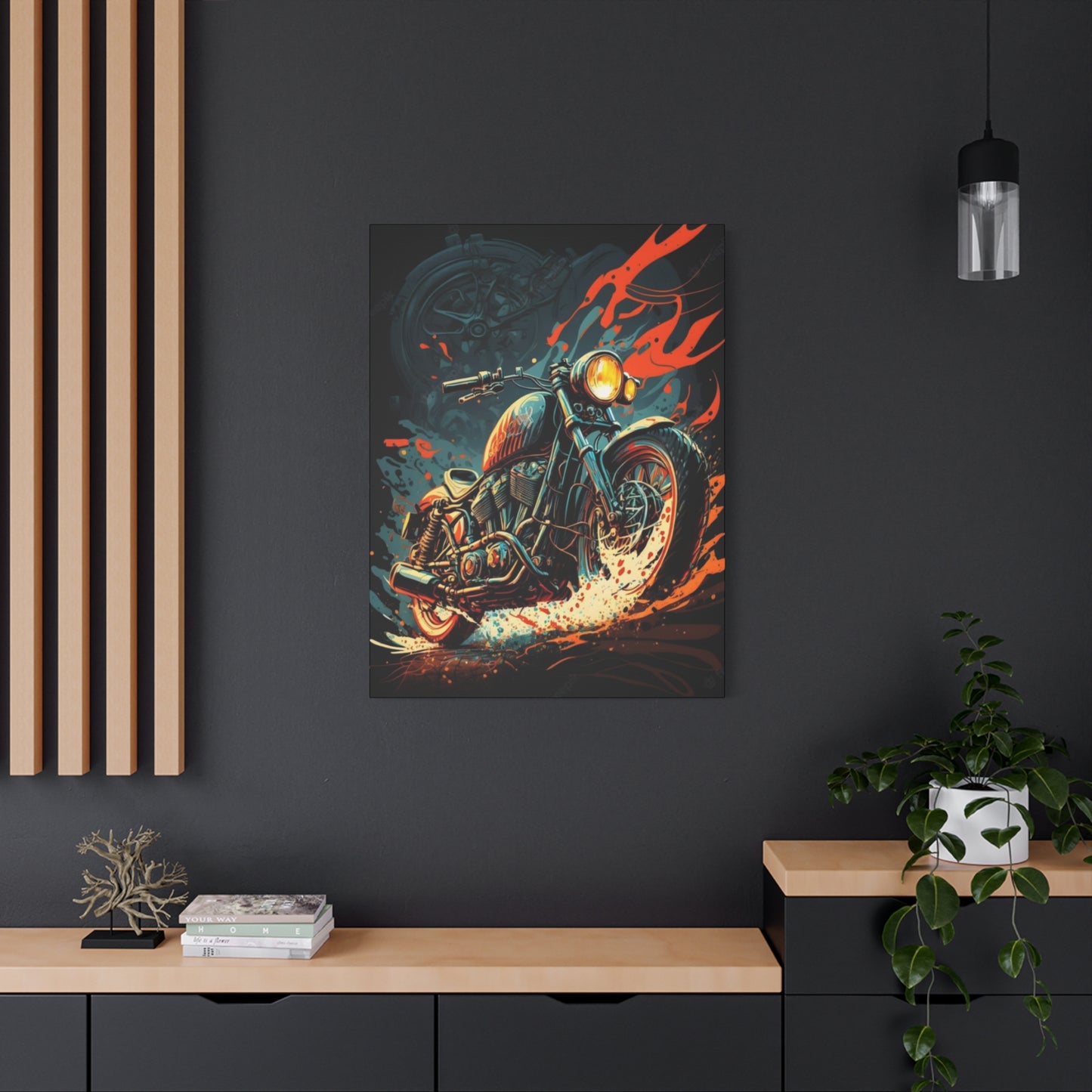 Black Ghost Rider Motorcycle Wall Art & Canvas Prints