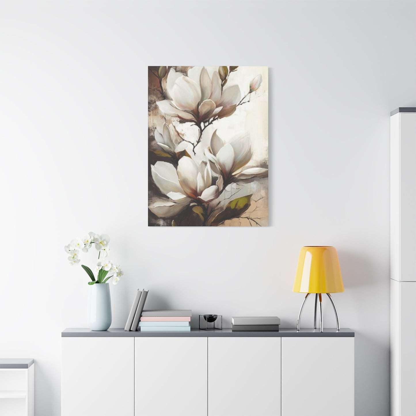 White Magnolia Flower Plant Painting Wall Art & Canvas Prints