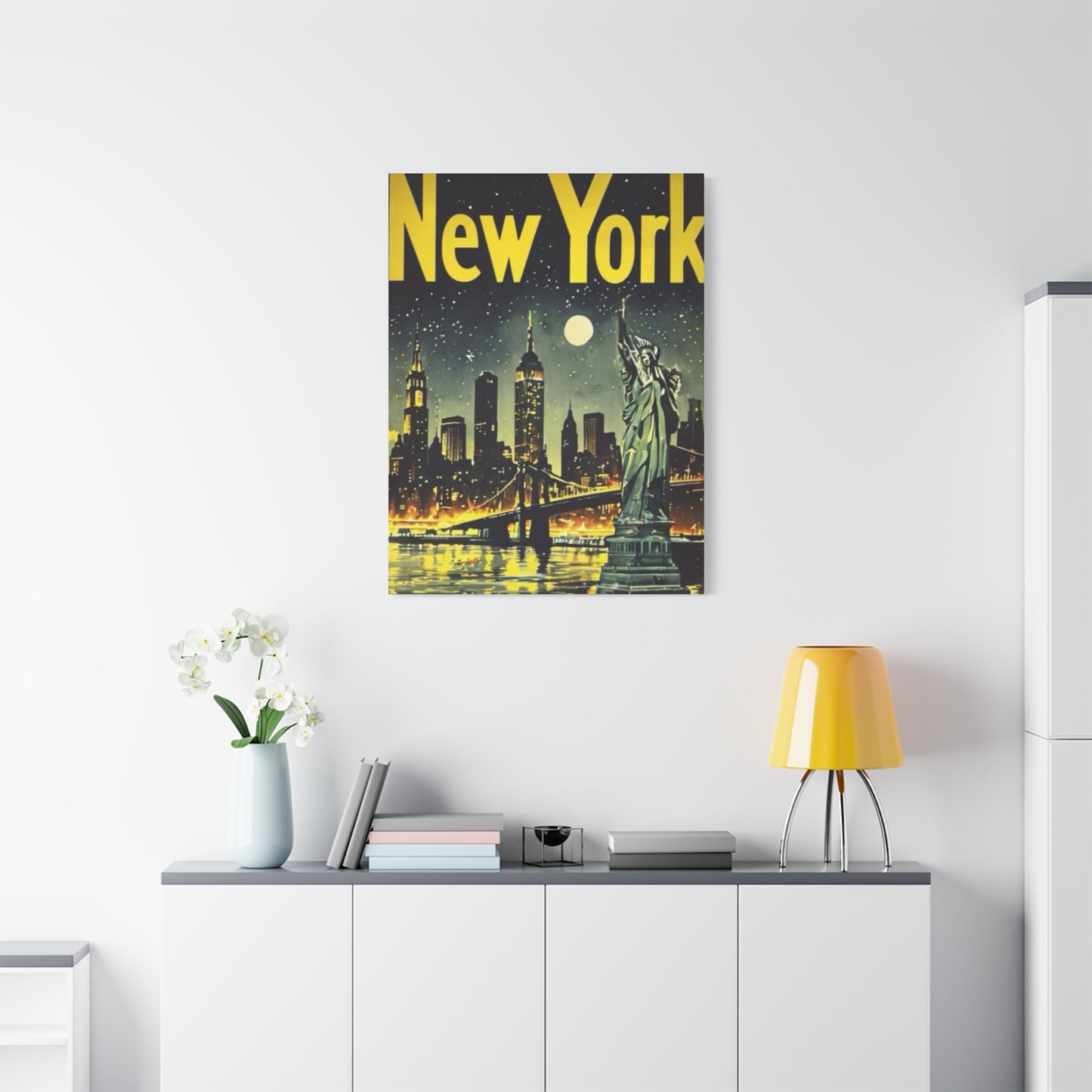 Night Cityscape Skyline Painting NYC Skylines Wall Art & Canvas Prints