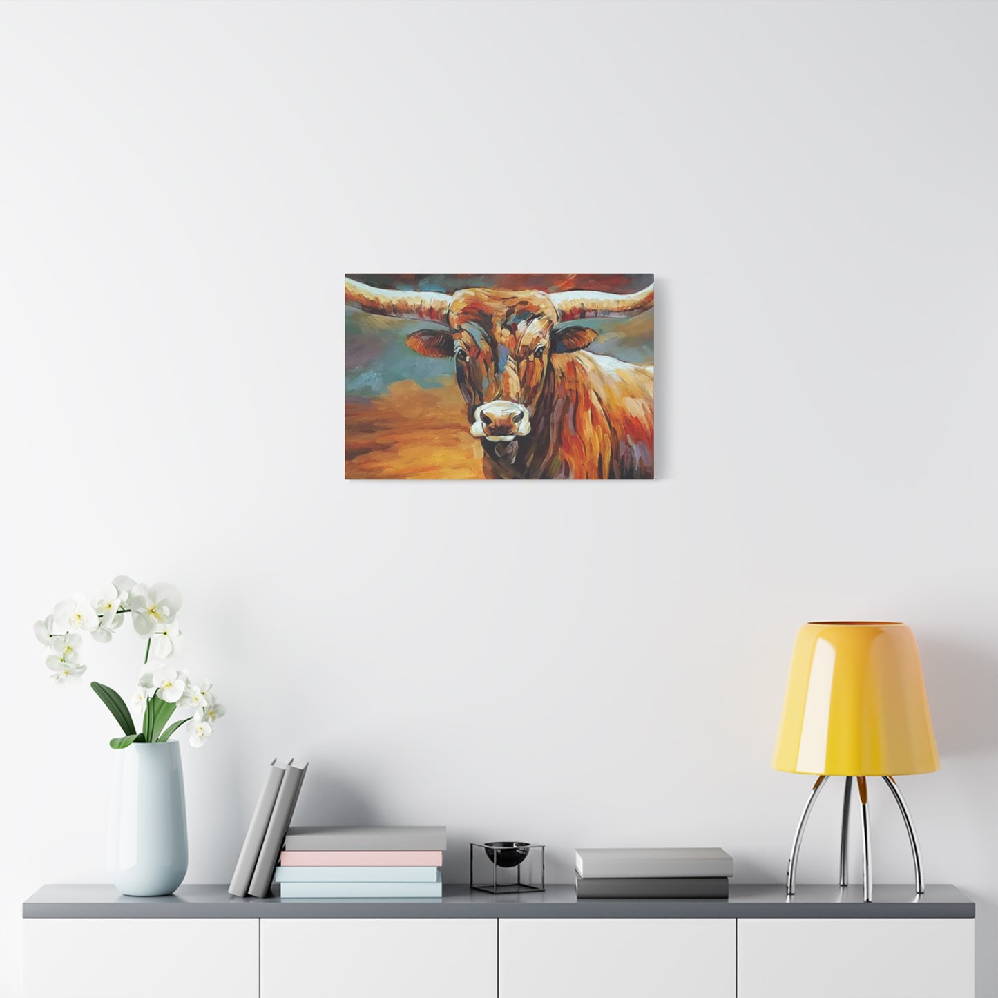 Hairy Bull Long Horns Drawing Wall Art & Canvas Prints