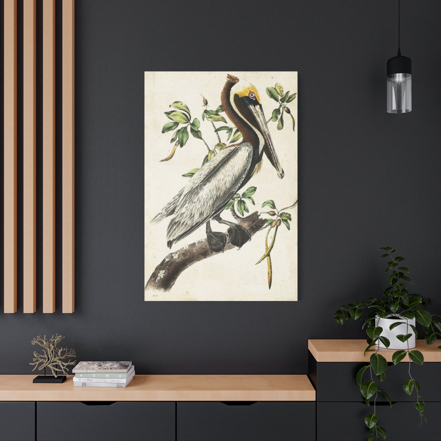 Pelican On A Branch Painting Wall Art & Canvas Prints