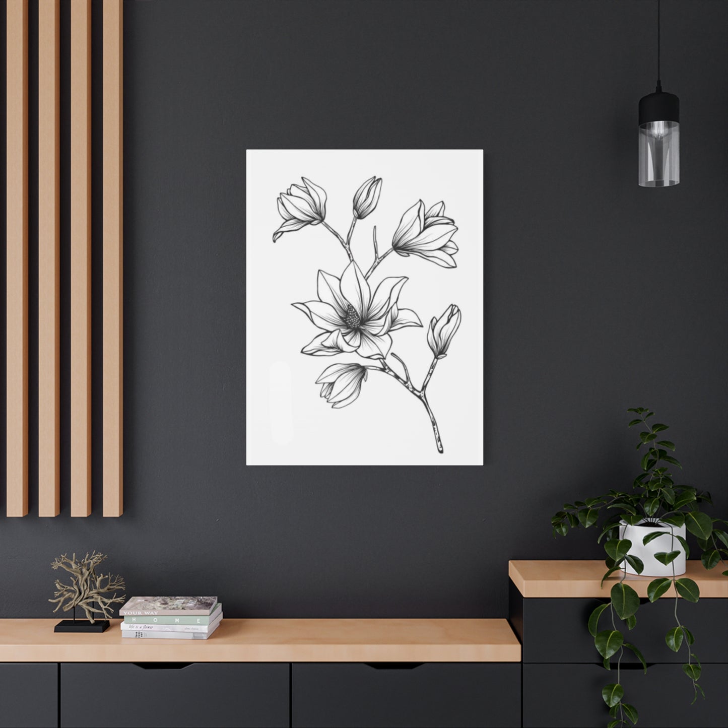 Magnolia Flower Sketch Wall Art & Canvas Prints