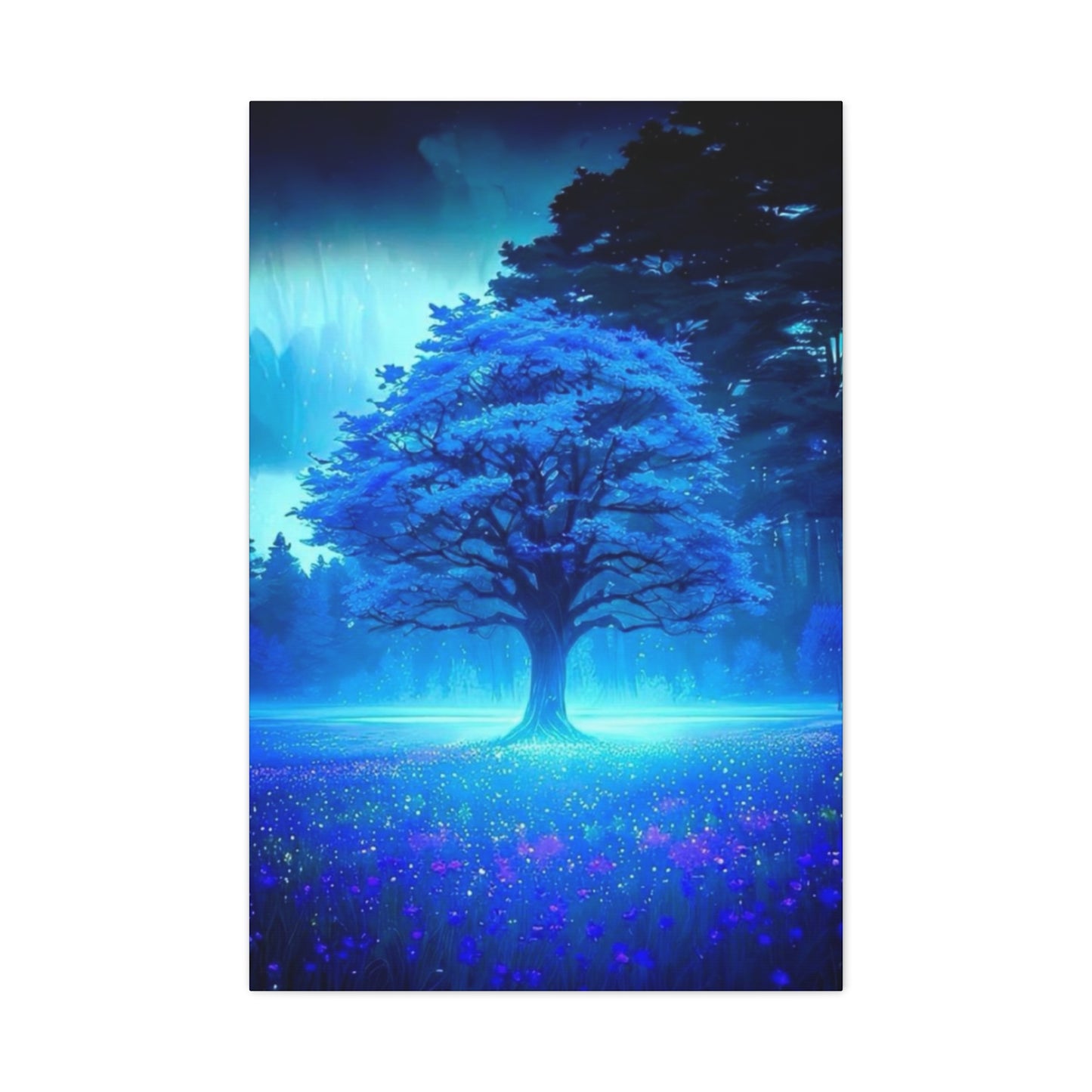 Blue Glowing Tree Wall Art & Canvas Prints