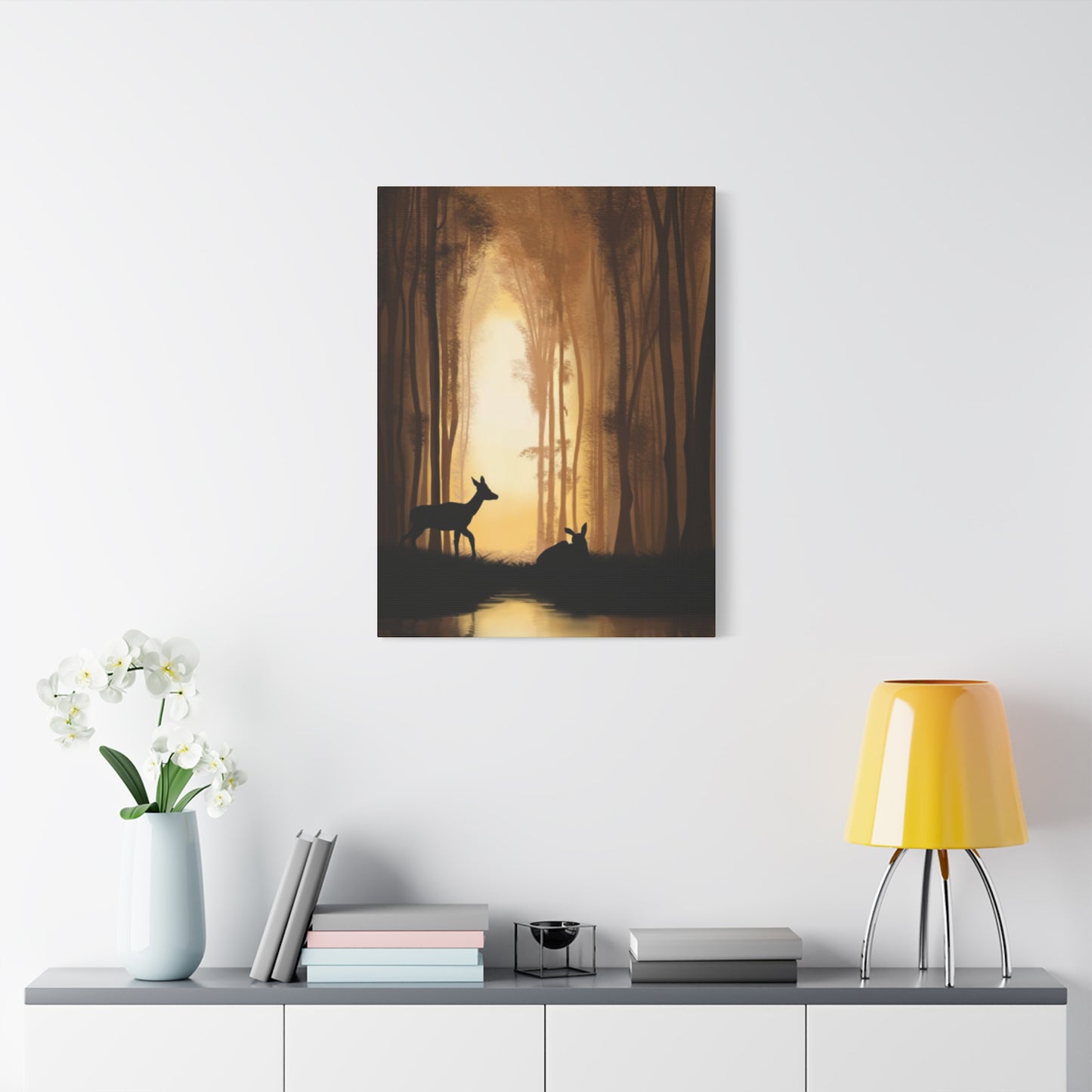 Deer Silhouette Forest Wall Art & Canvas Prints