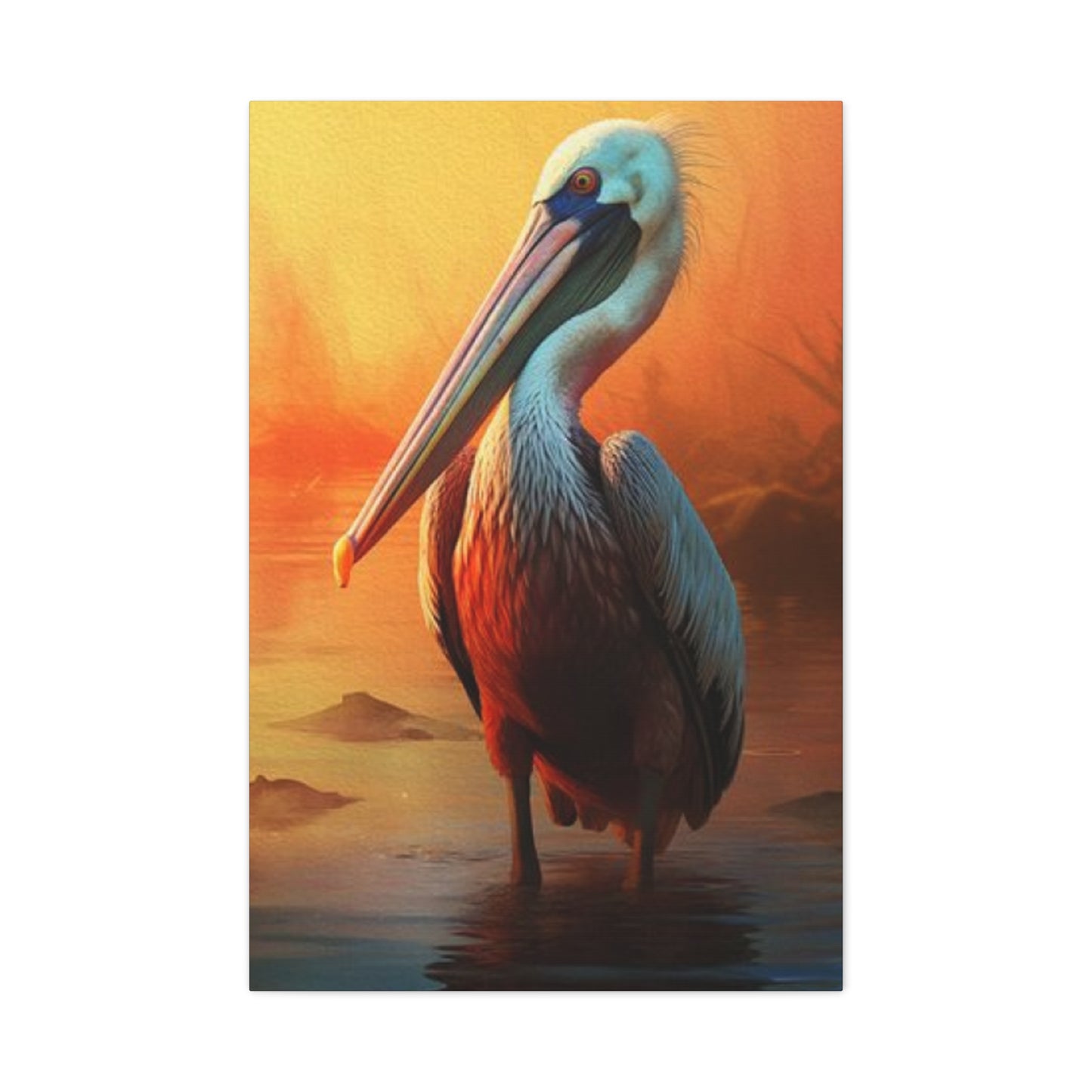 Pelican In Pond Wall Art & Canvas Prints