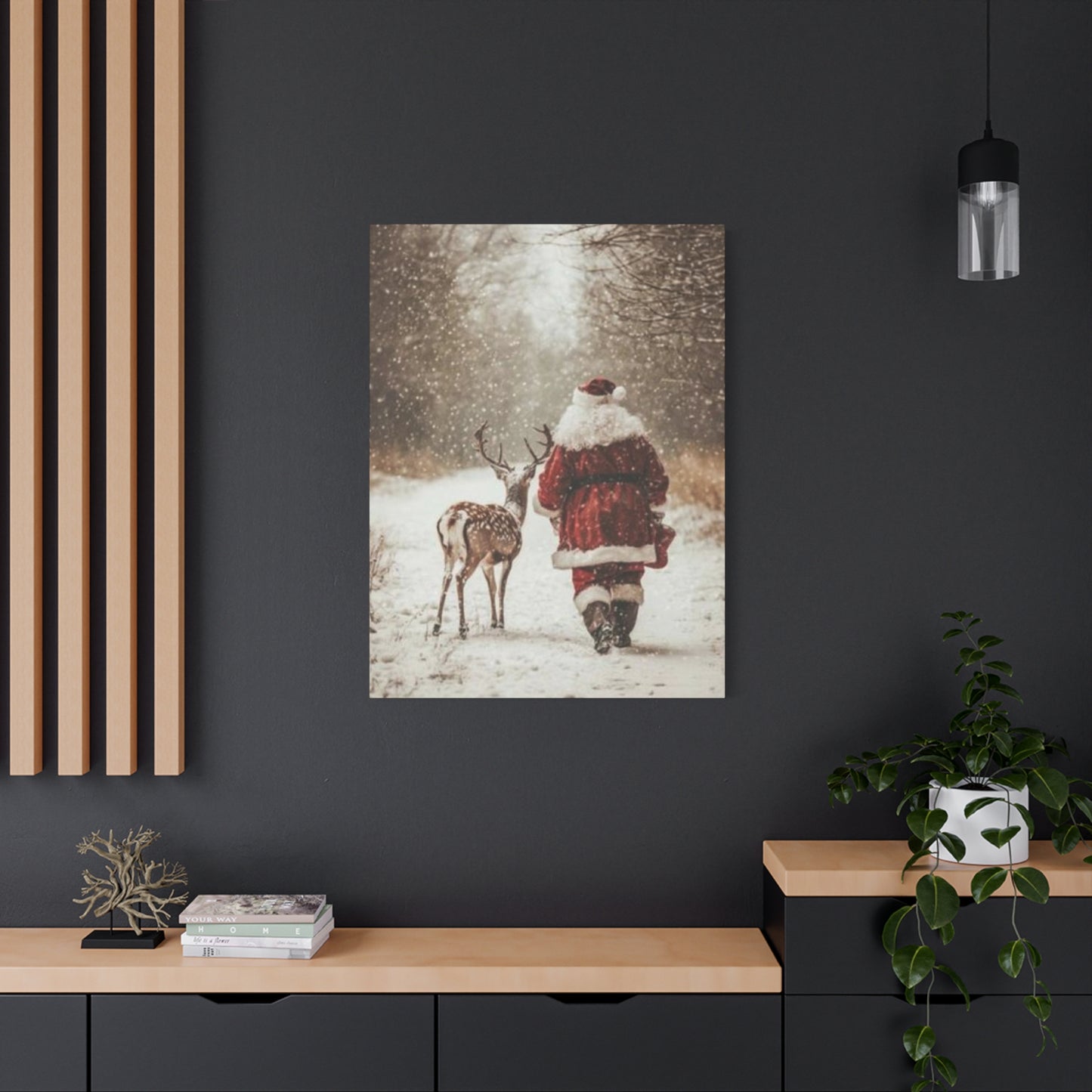 Santa Claus & Deer Wall Art & Canvas Prints