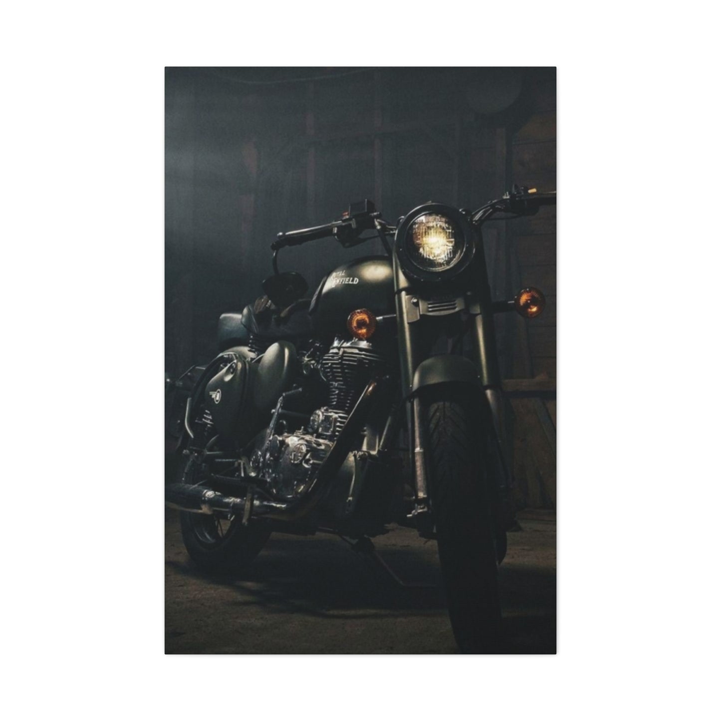 Black Classic Royal Enfield Motorcycle Wall Art & Canvas Prints