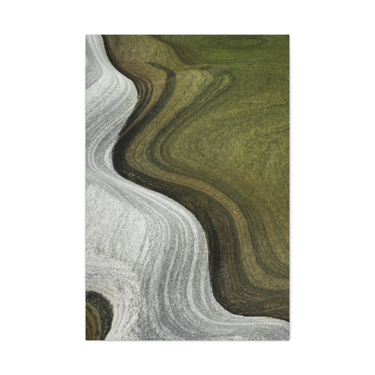 Olive Green & White Waves Wall Art & Canvas Prints