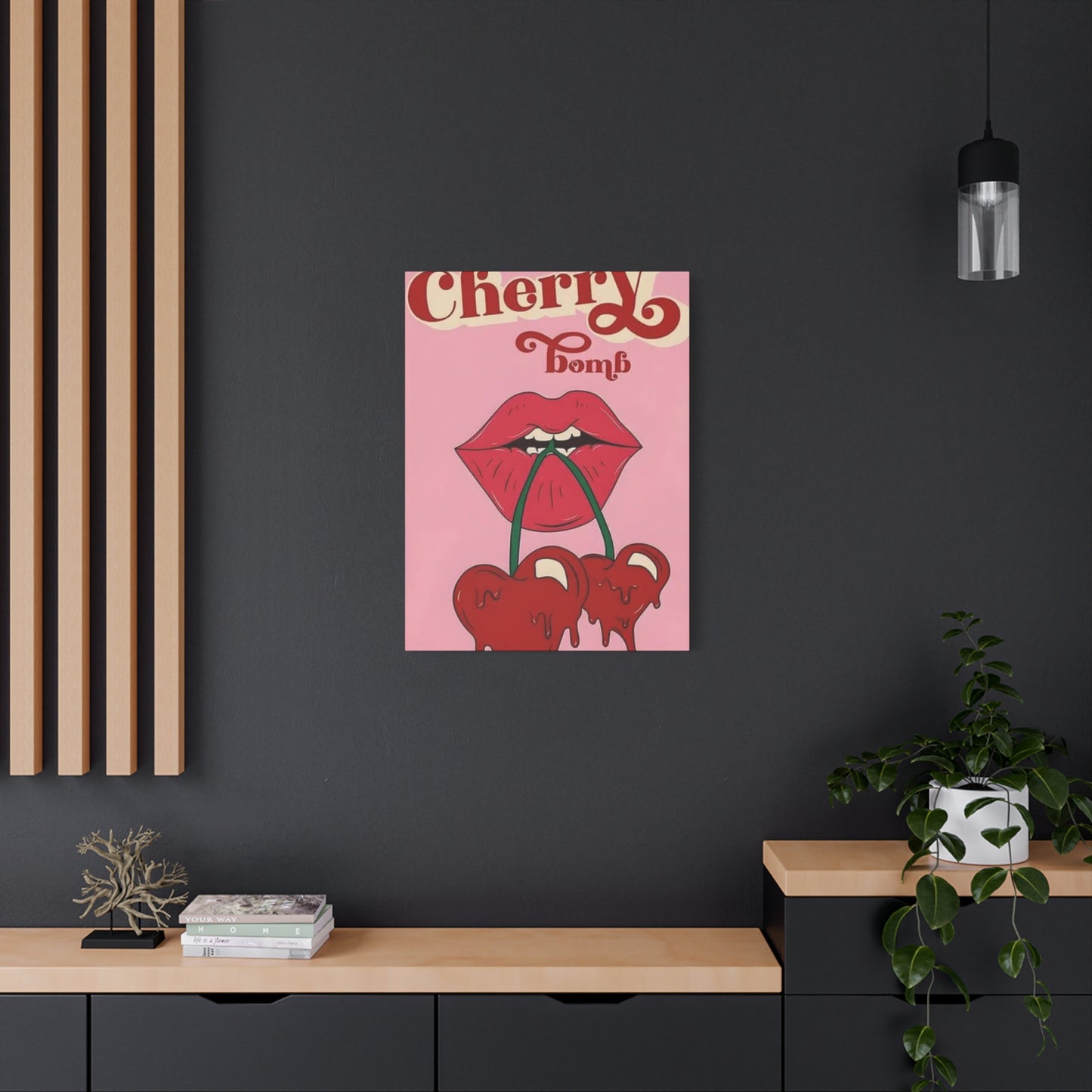 Cherry Bomb Lips Painting Wall Art & Canvas Prints