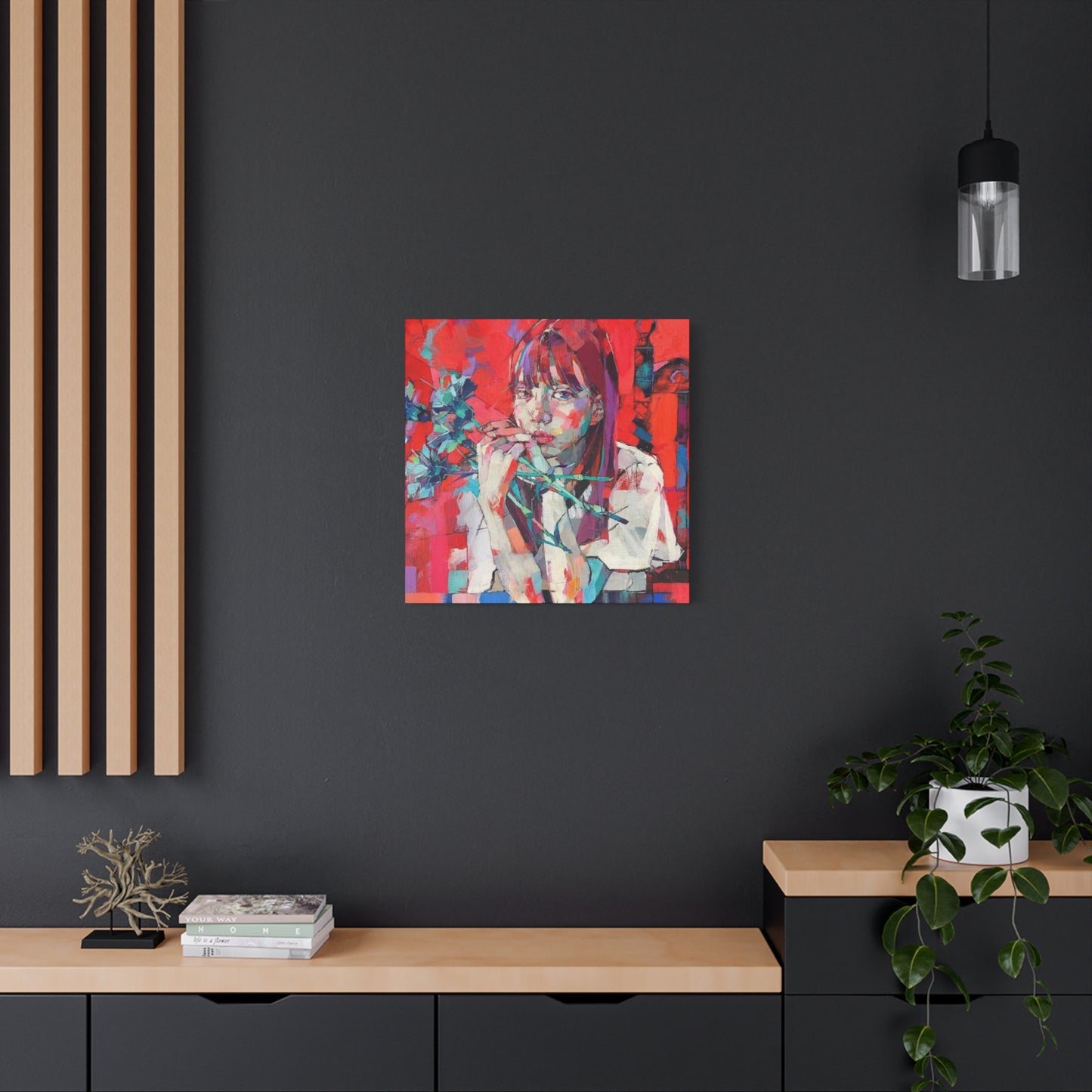 Girl Red Abstract Mixed Media Wall Art & Canvas Prints