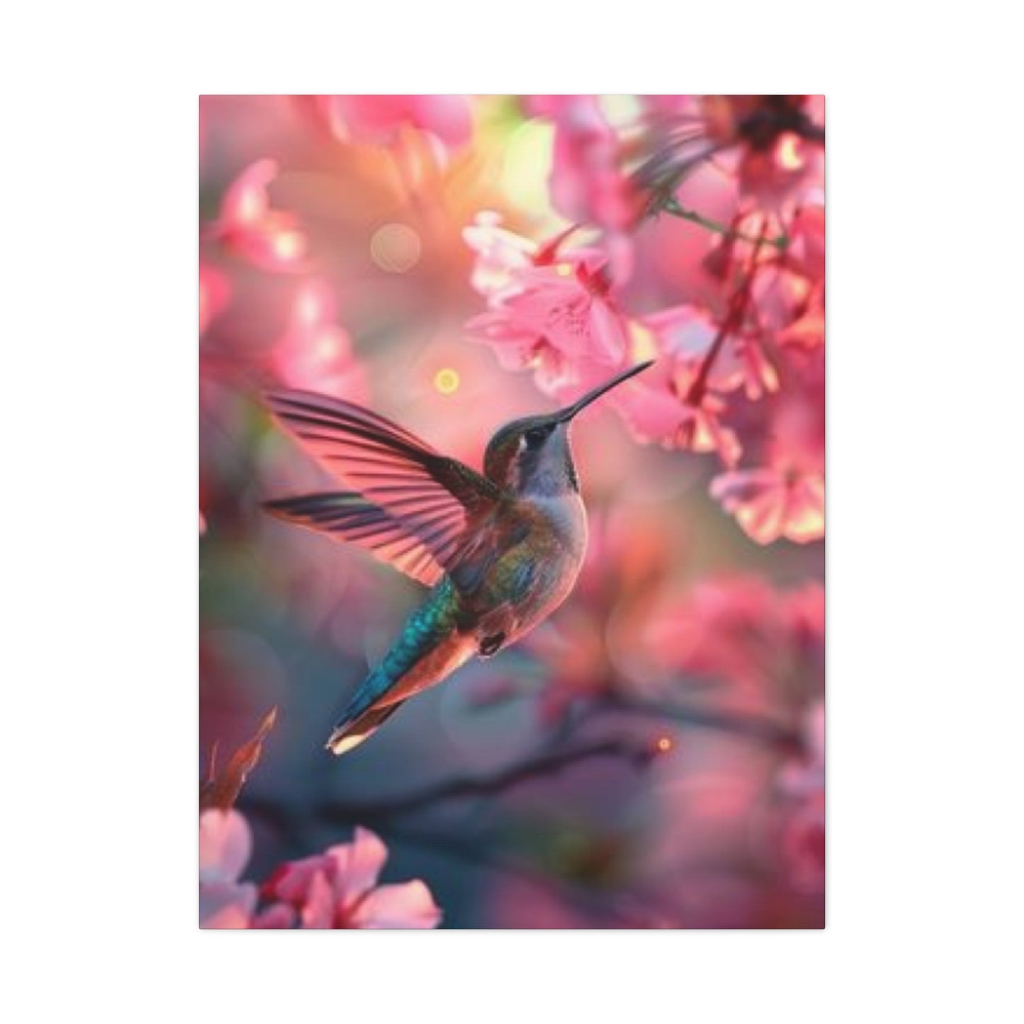 Pink Humming Bird Candid Painting Wall Art & Canvas Prints