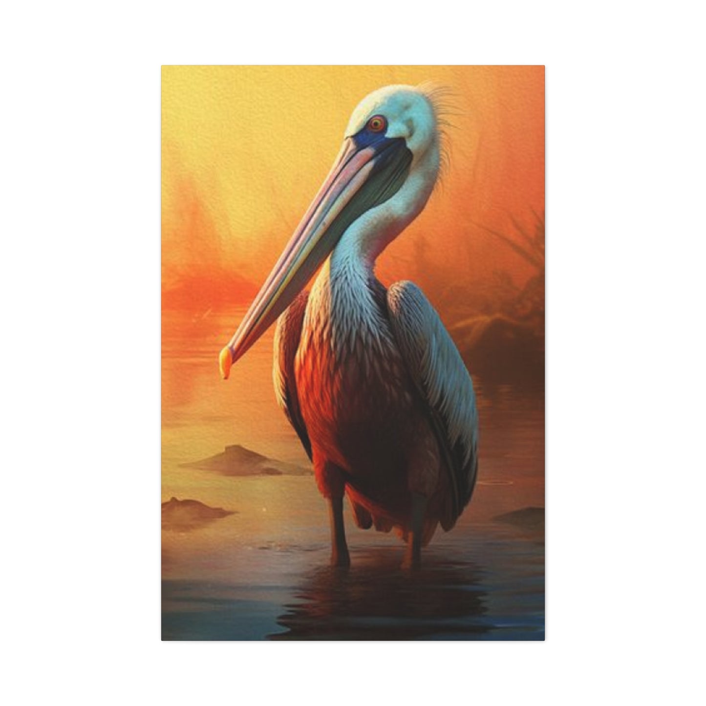 Pelican In Pond Wall Art & Canvas Prints