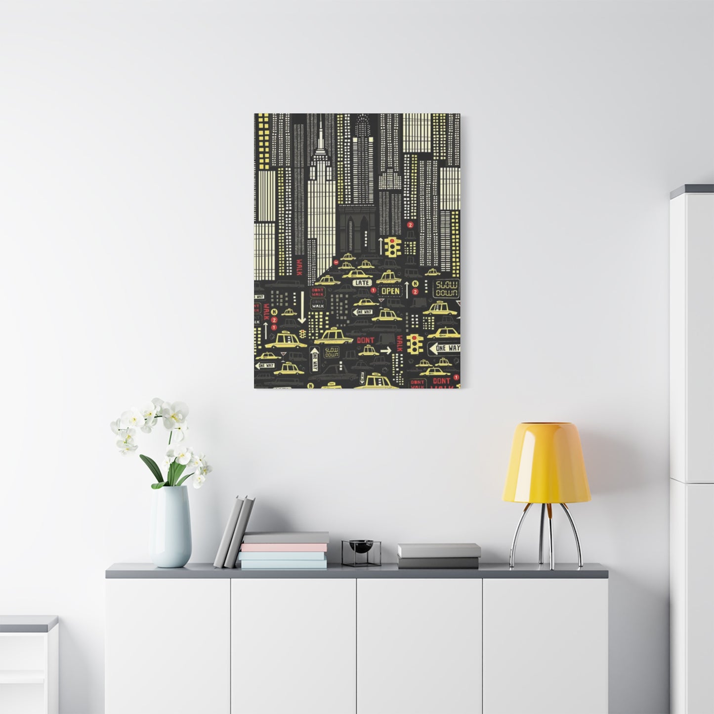 Yellow Taxi Animation New York City Wall Art & Canvas Prints