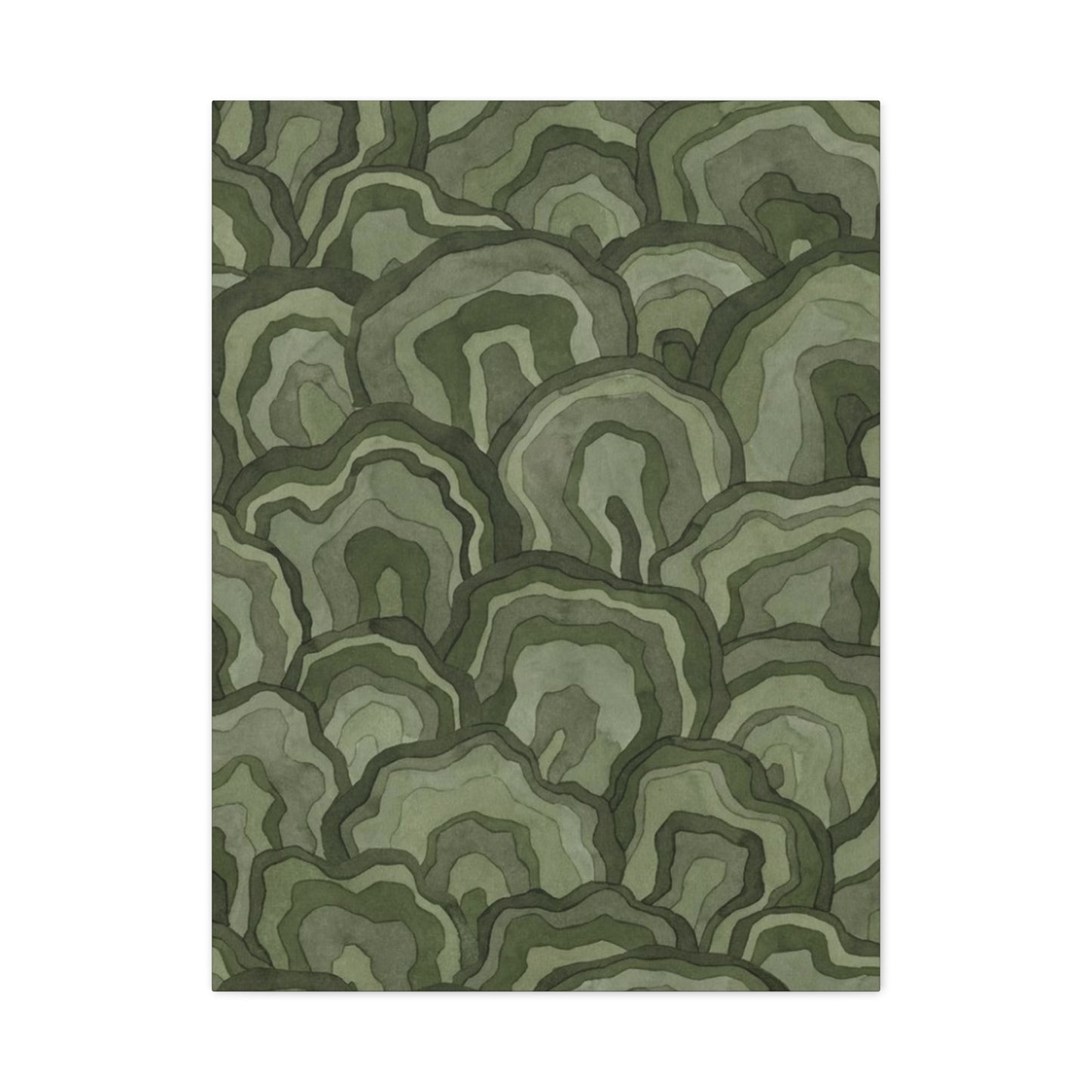 Olive Green Flower Pattern Wall Art & Canvas Prints