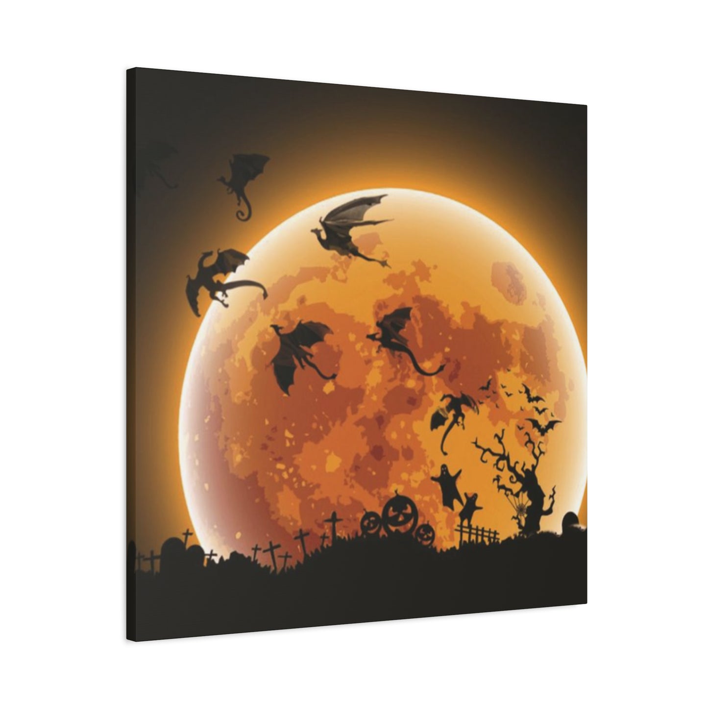 Full Moon Dragon Halloween Wall Art & Canvas Prints