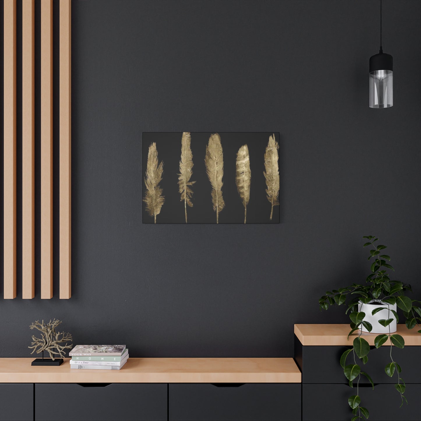 Golden Feather Wall Art & Canvas Prints