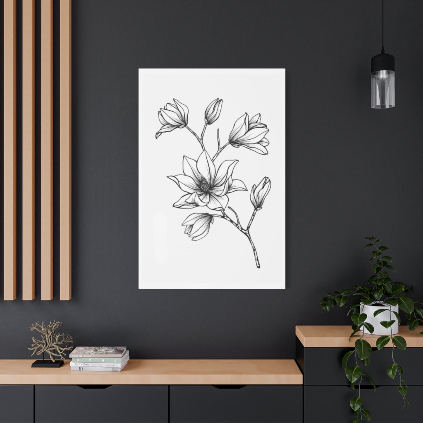 Magnolia Flower Sketch Wall Art & Canvas Prints