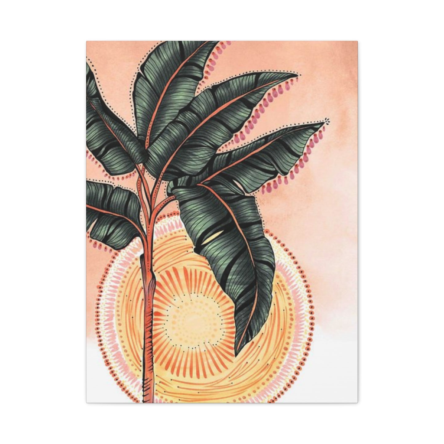 Sunset & Palm Tree Drawing Wall Art & Canvas Prints