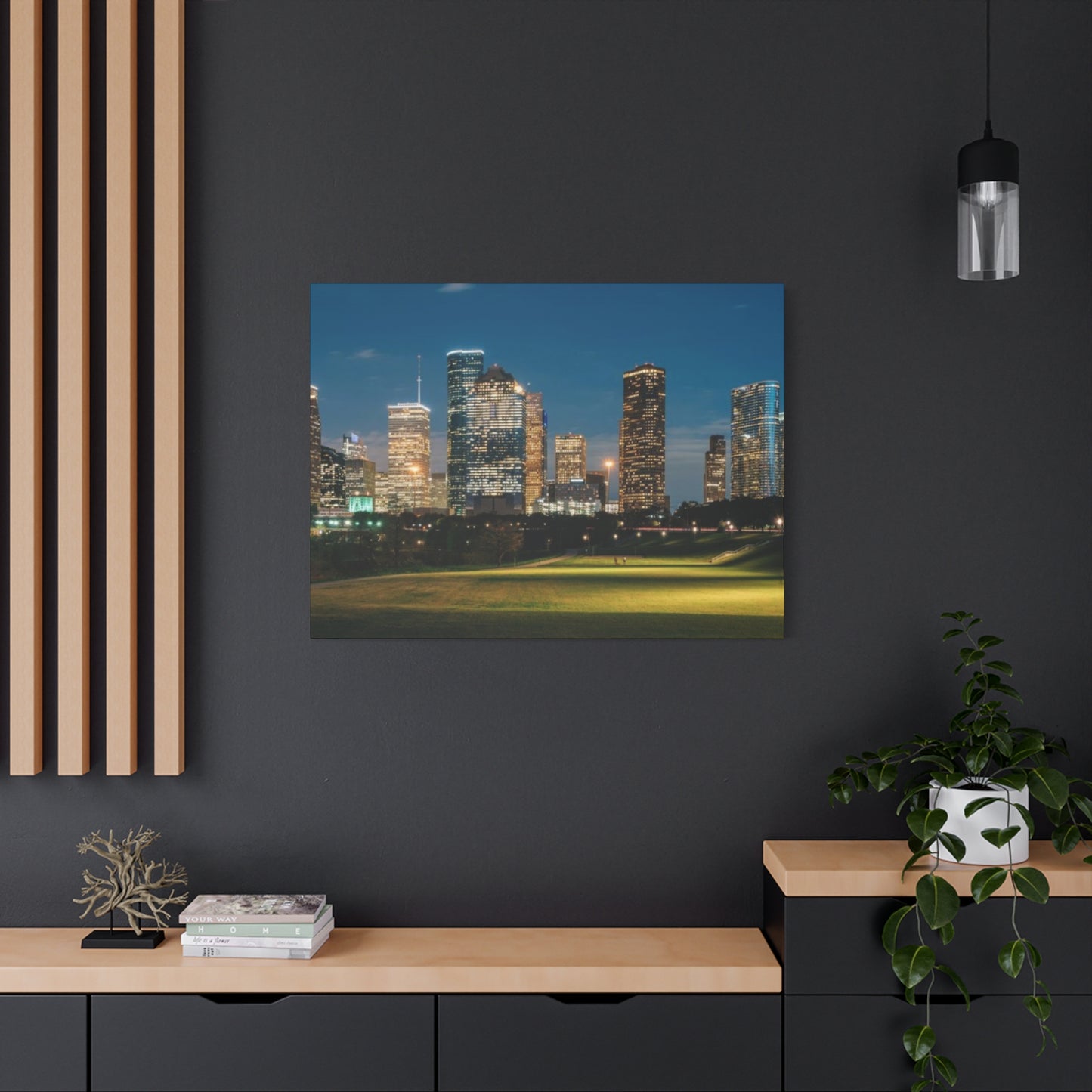 Night view of Houston Skyline Wall Art & Canvas Prints