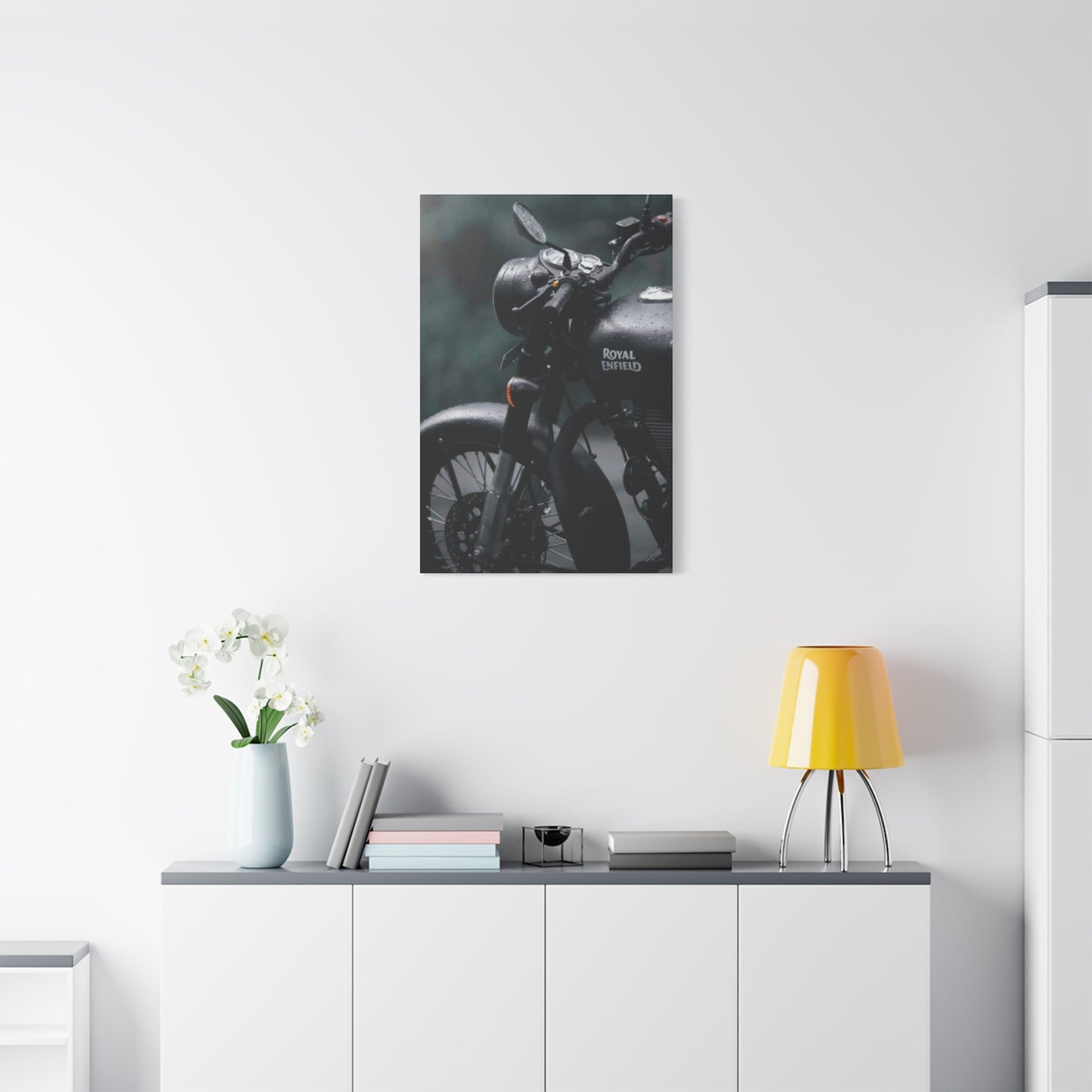 Black Royal Enfield Motorcycle Wall Art & Canvas Prints