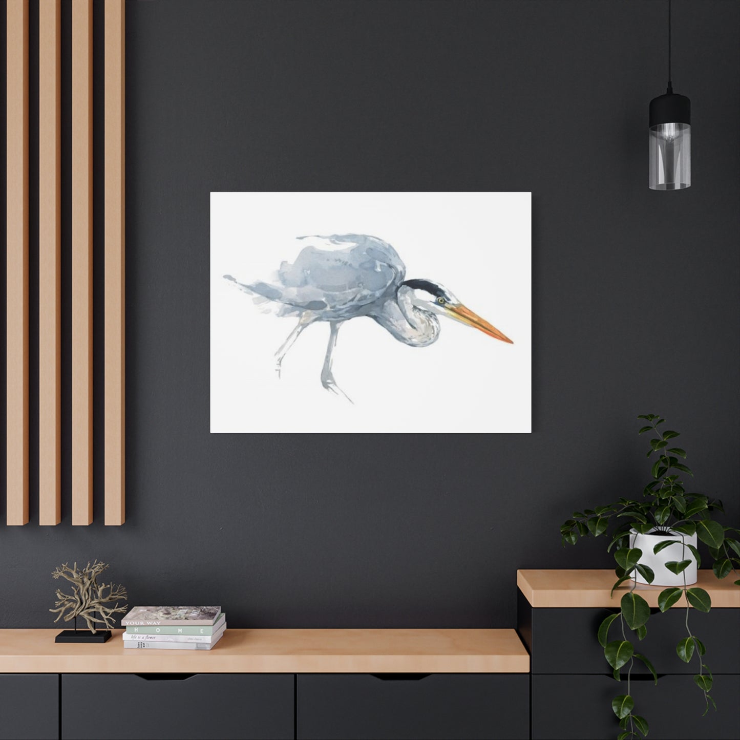 White Heron Painting Wall Art & Canvas Prints