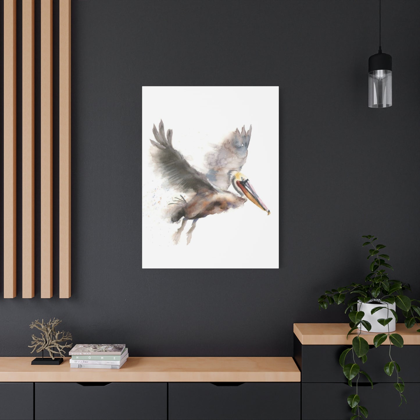 Flying Pelican Painting Wall Art & Canvas Prints