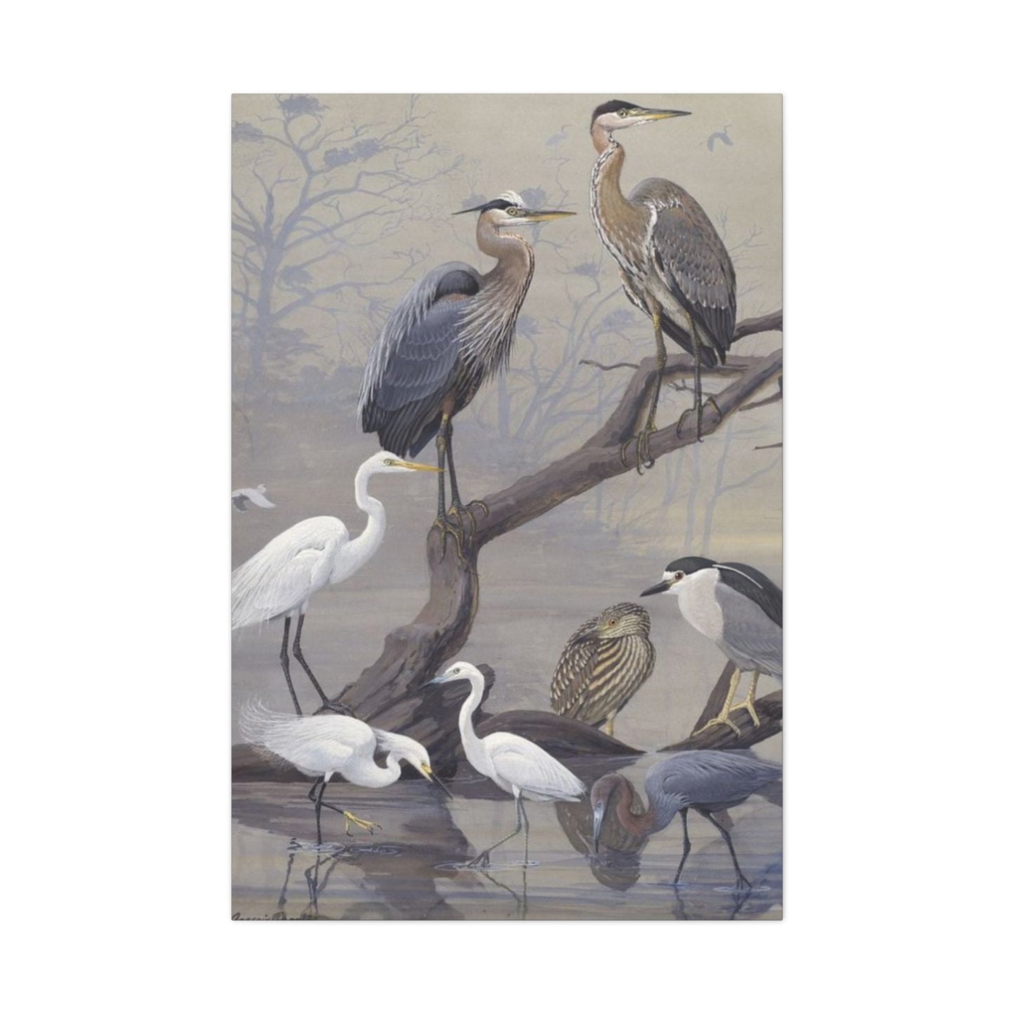 Herons Painting Wall Art & Canvas Prints