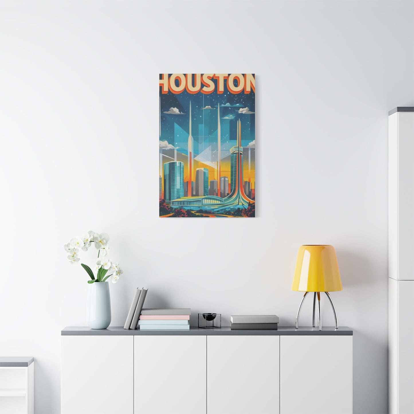 Sci-fi Houston Skyline Painting Wall Art & Canvas Prints