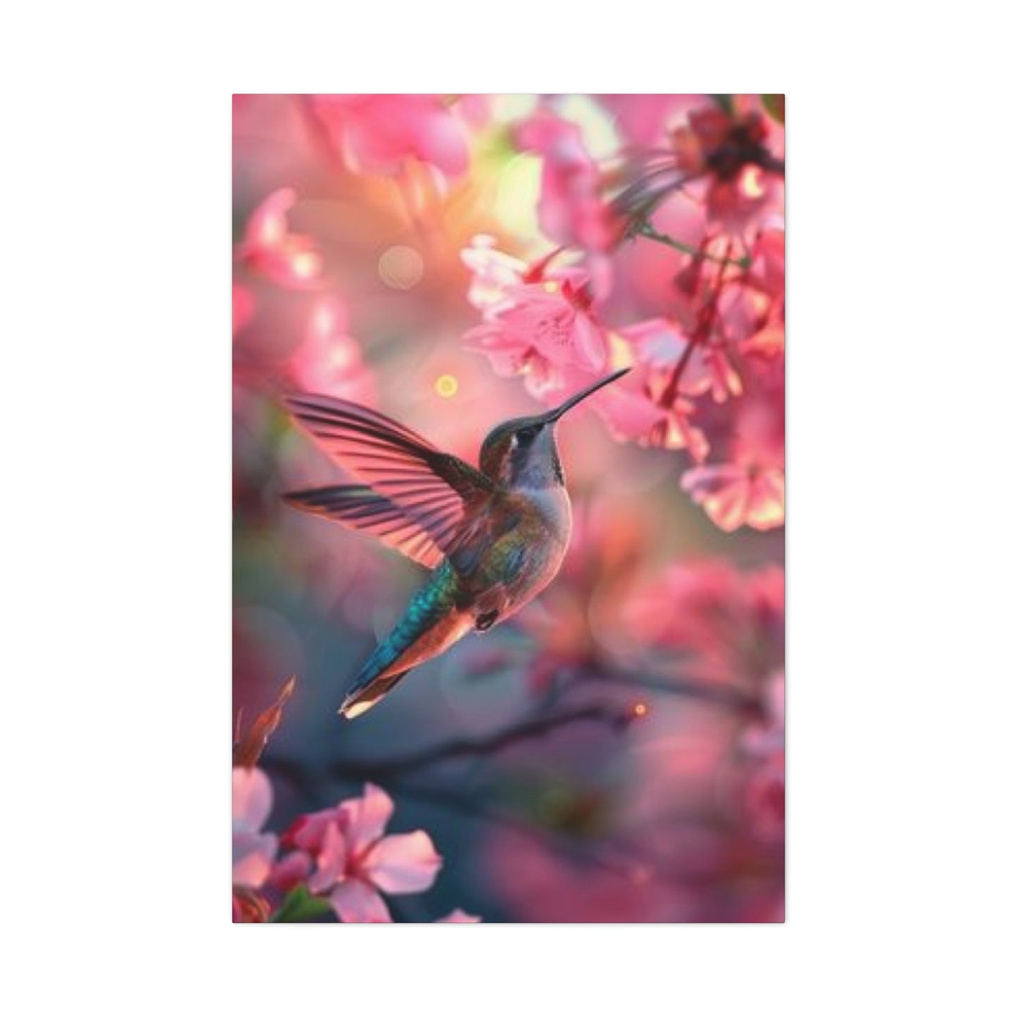 Pink Humming Bird Candid Painting Wall Art & Canvas Prints