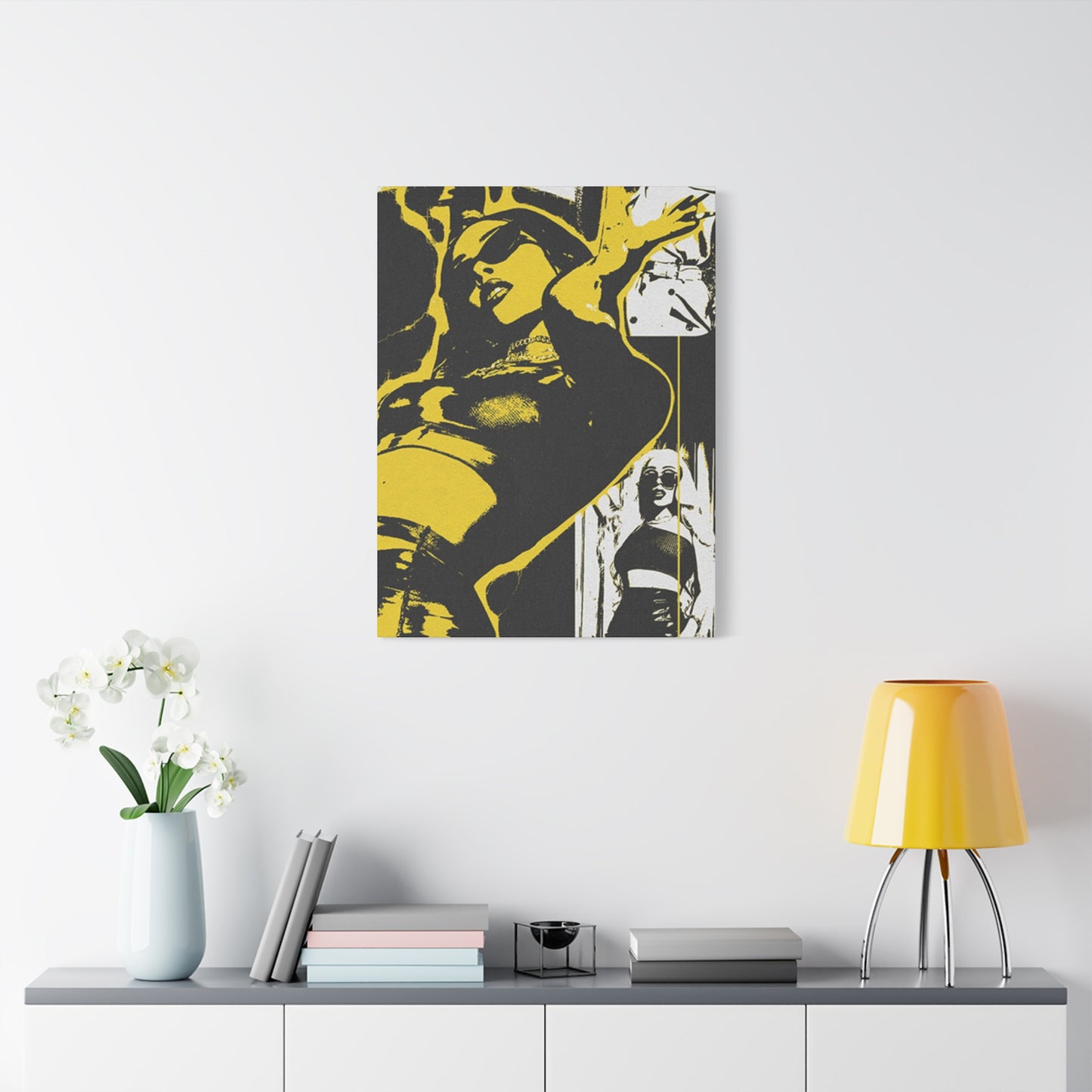 Girl Partying Painting Abstract Mixed Media Wall Art & Canvas Prints