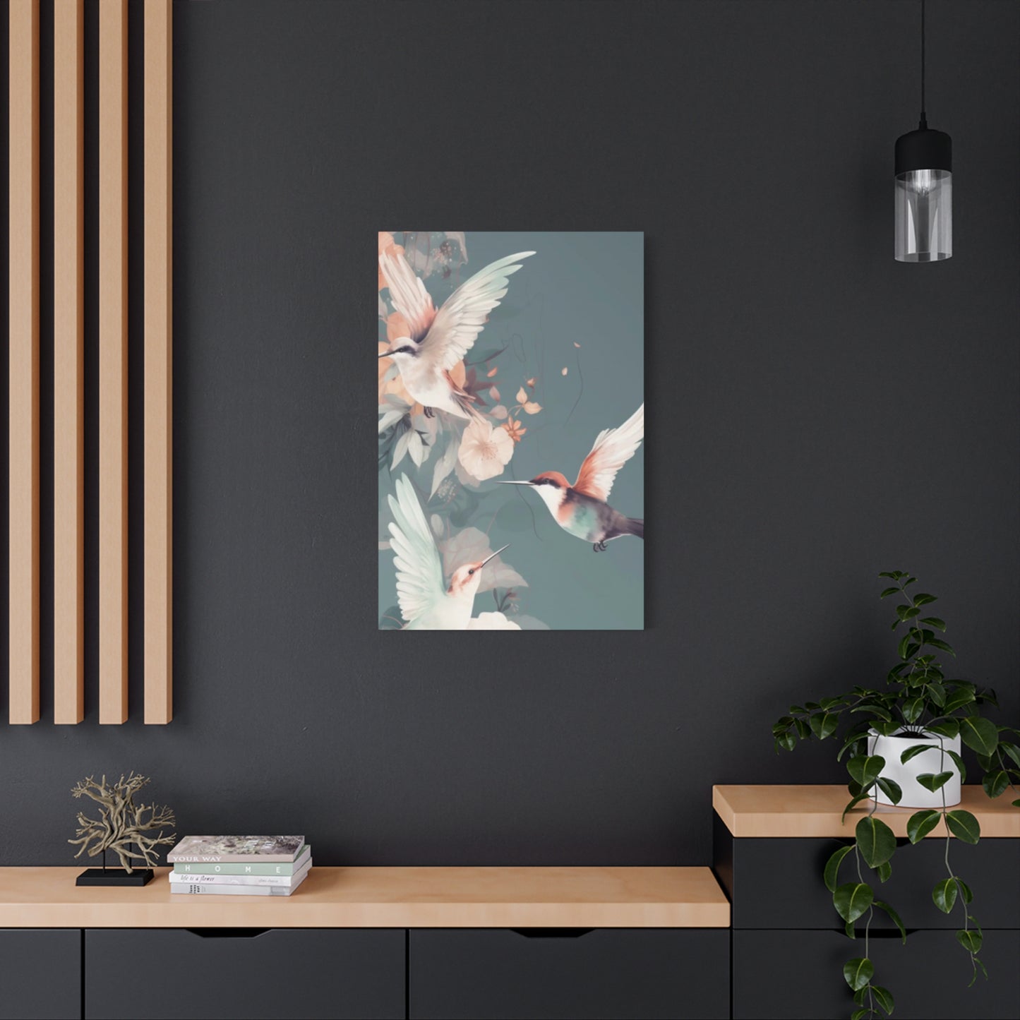 White Humming Birds Painting Wall Art & Canvas Prints