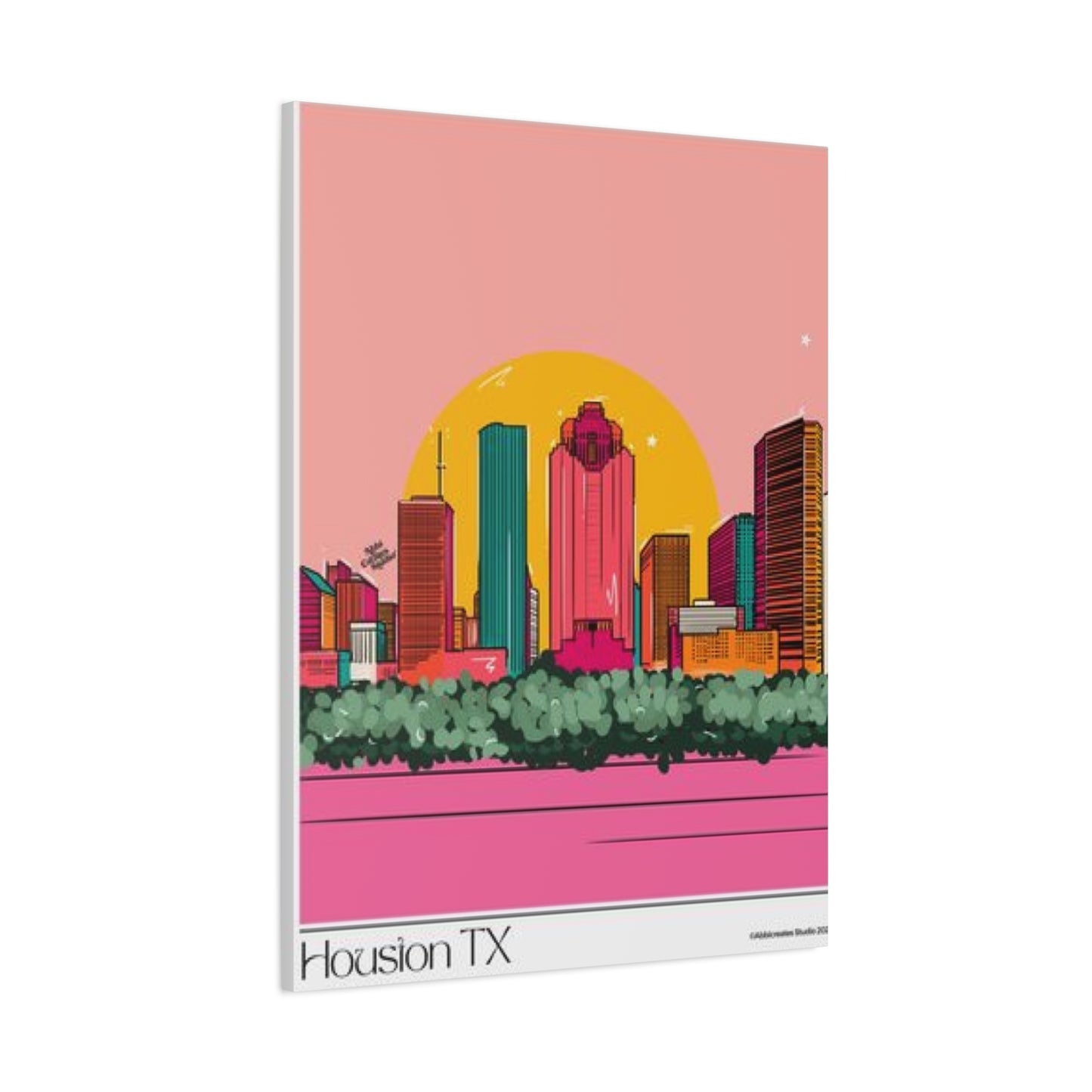 Color Houston Skyline Silhouette Wall Art & Canvas Prints