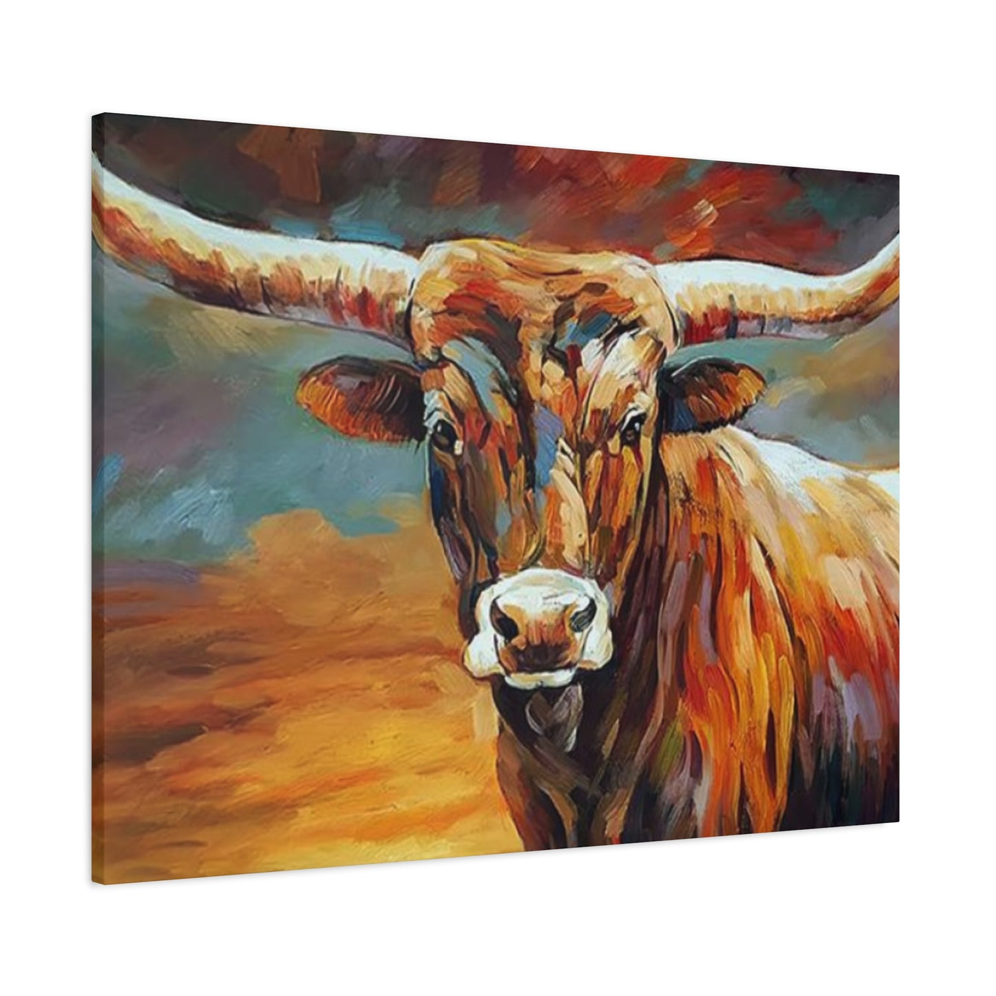 Hairy Bull Long Horns Drawing Wall Art & Canvas Prints