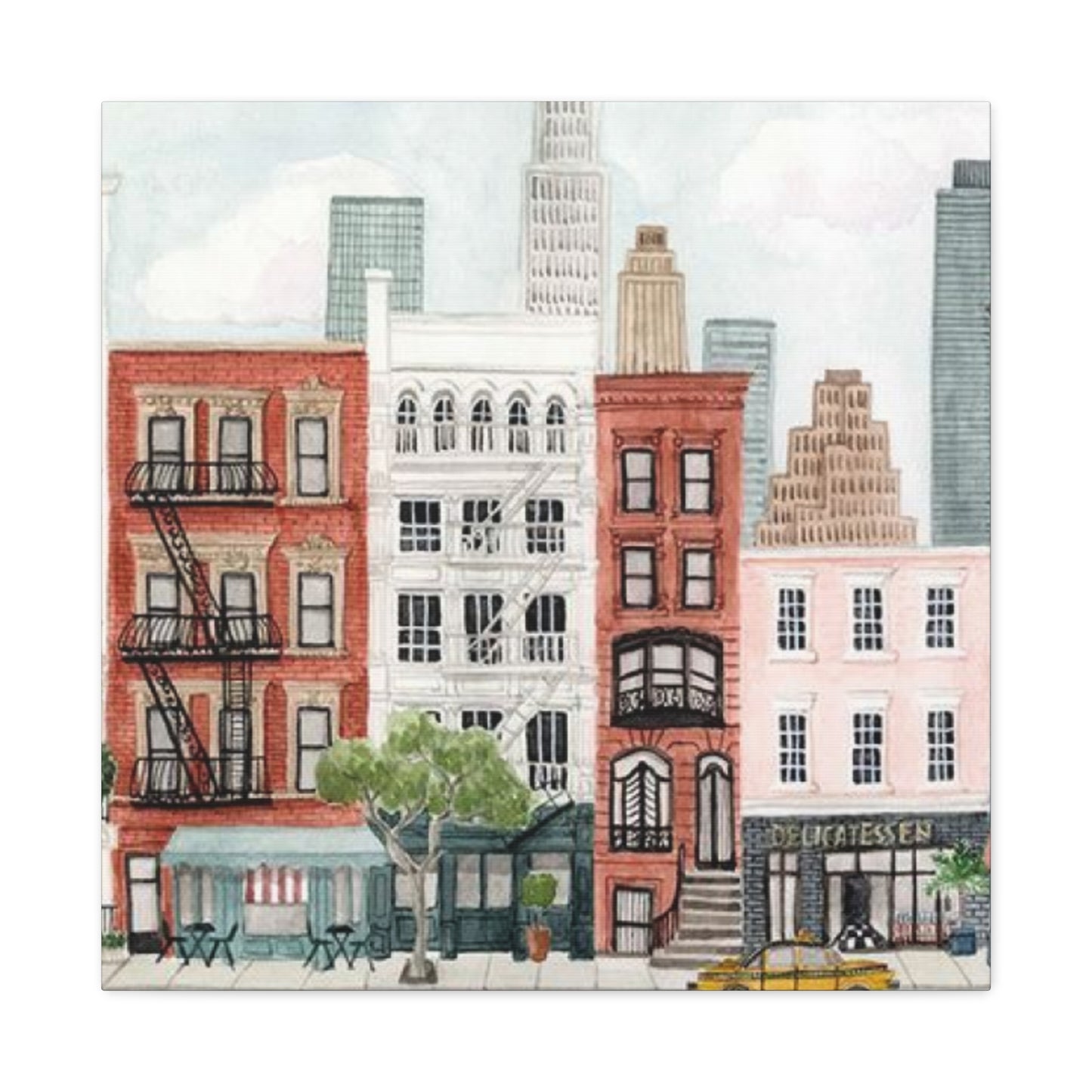 New York Buildings Drawing NYC Skylines Wall Art & Canvas Prints