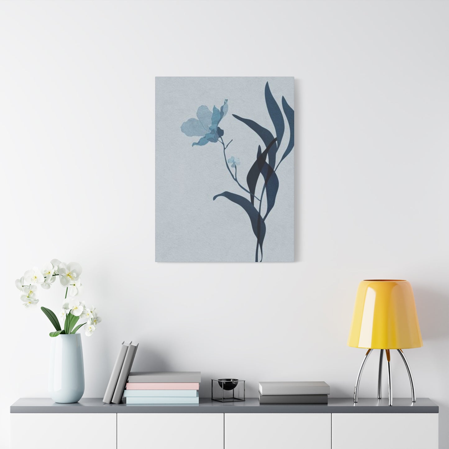 Blue Flower with Leaf Entryway Wall Art & Canvas Prints