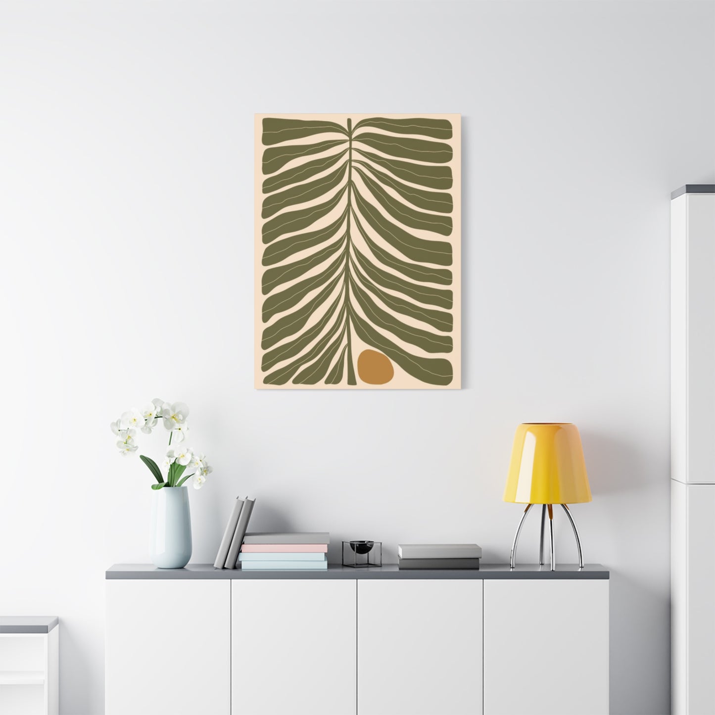 Olive Green Leaves Pattern Wall Art & Canvas Prints