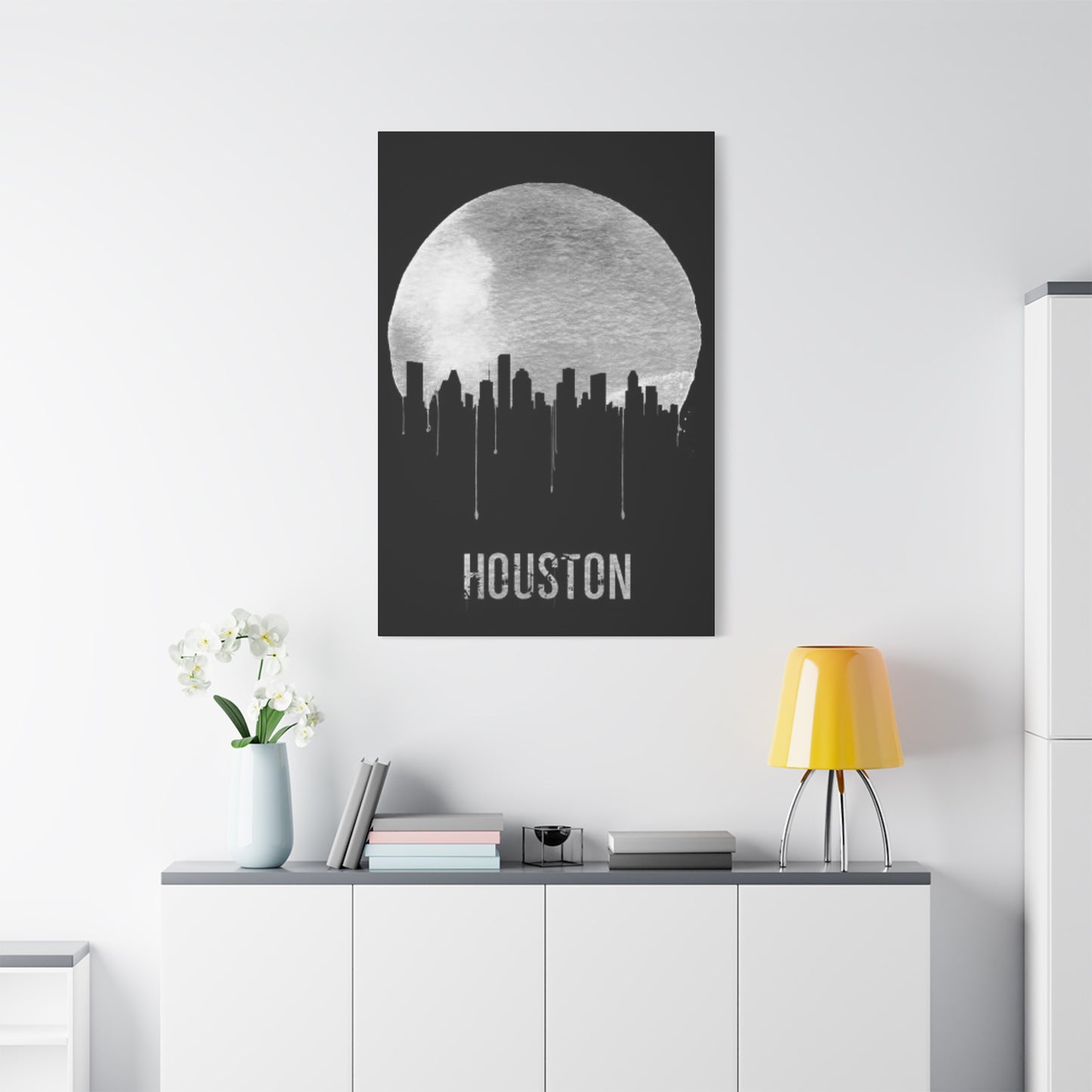 Aesthetic Full moon Houston Skyline Wall Art & Canvas Prints