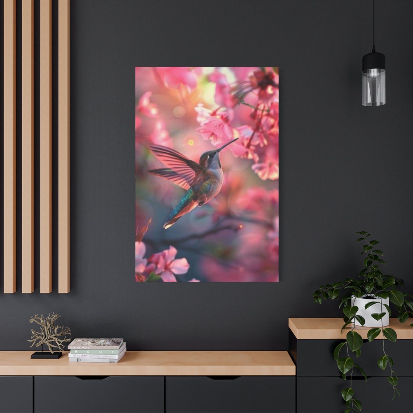 Pink Humming Bird Candid Painting Wall Art & Canvas Prints