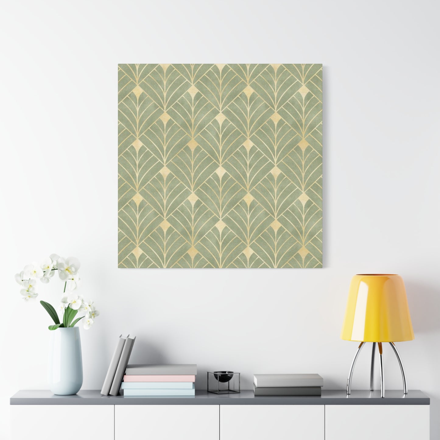 Light Olive Green Pattern Painting Wall Art & Canvas Prints