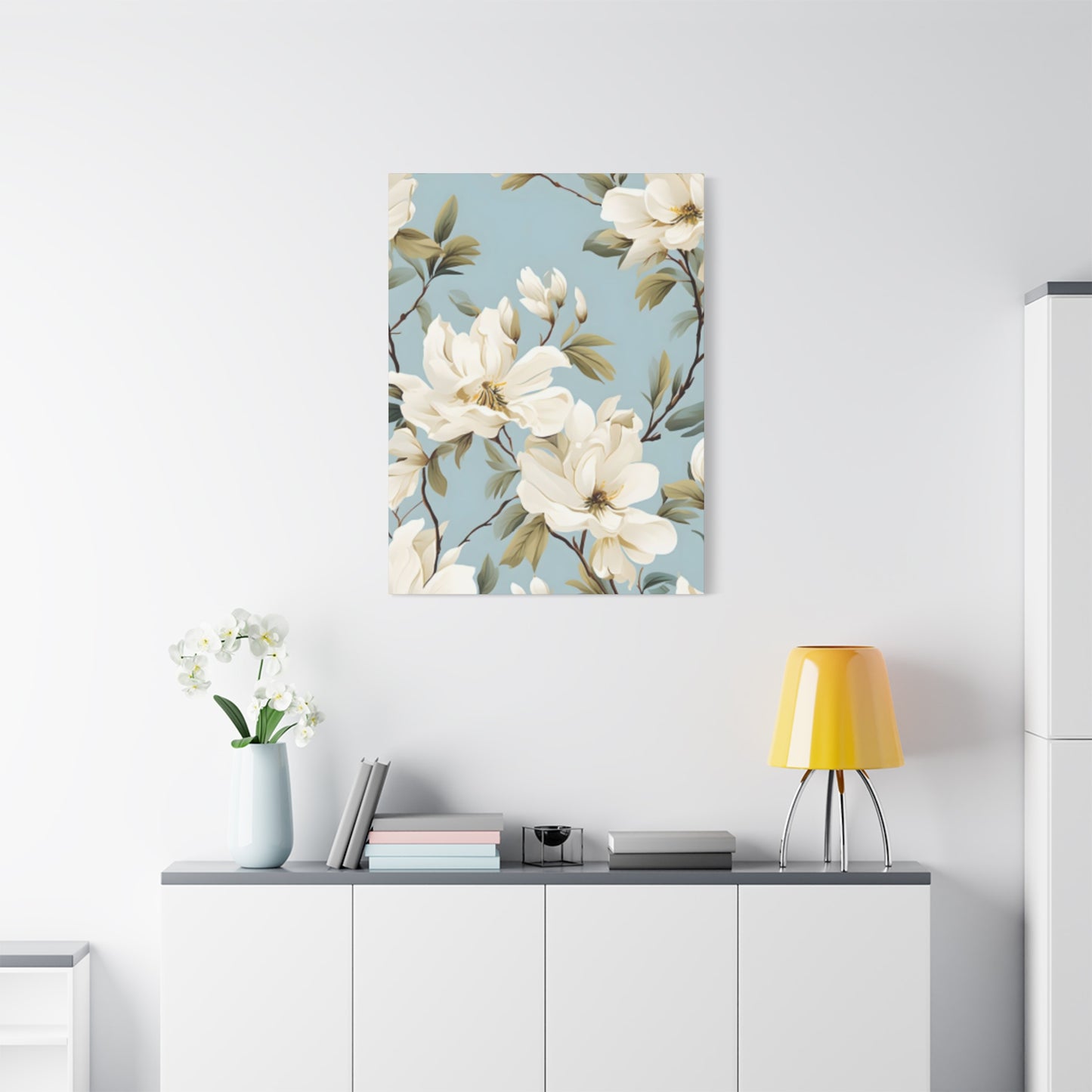 Blue Magnolia Flower Family Painting Wall Art & Canvas Prints