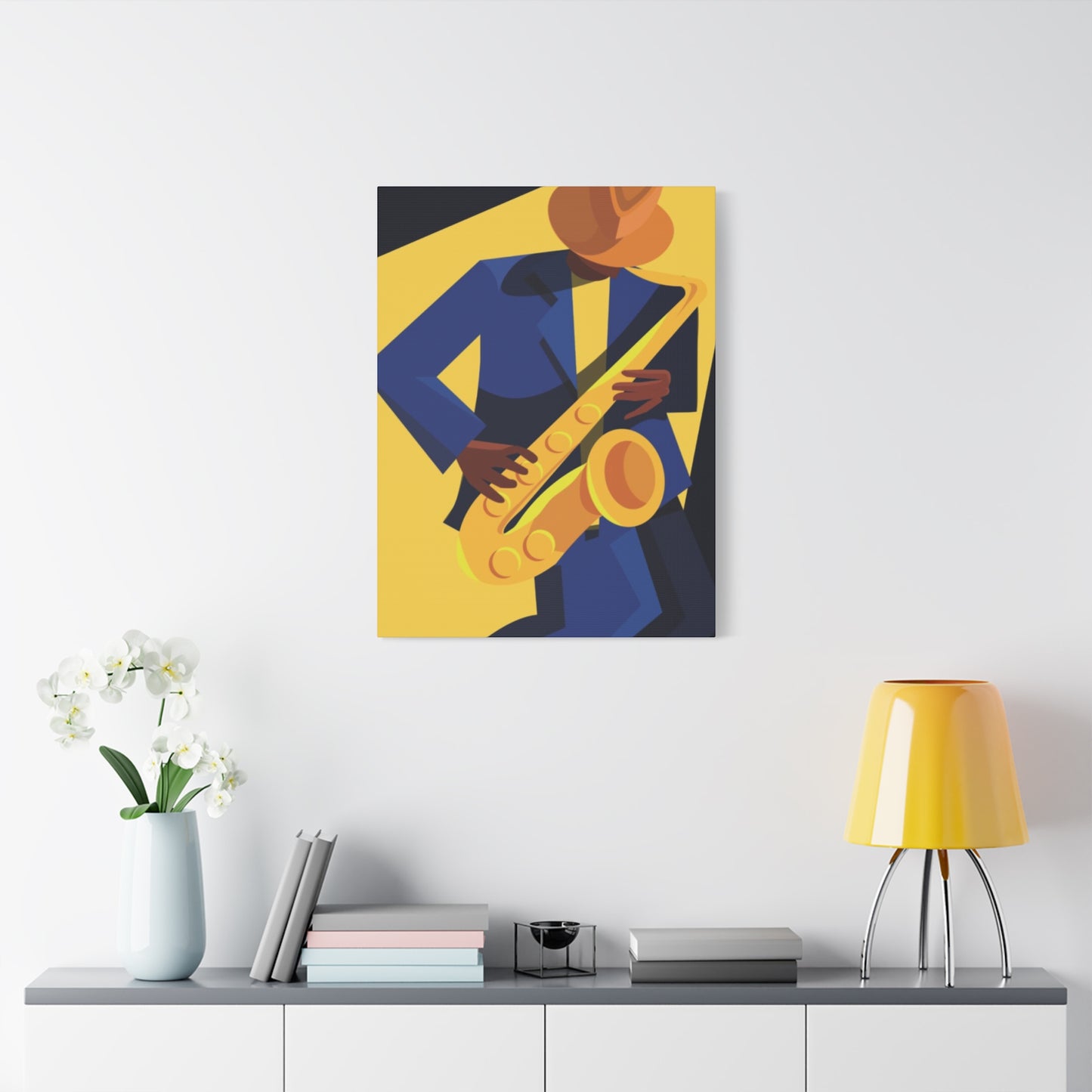 Artist With Saxophone Painting Jazz Wall Art & Canvas Prints