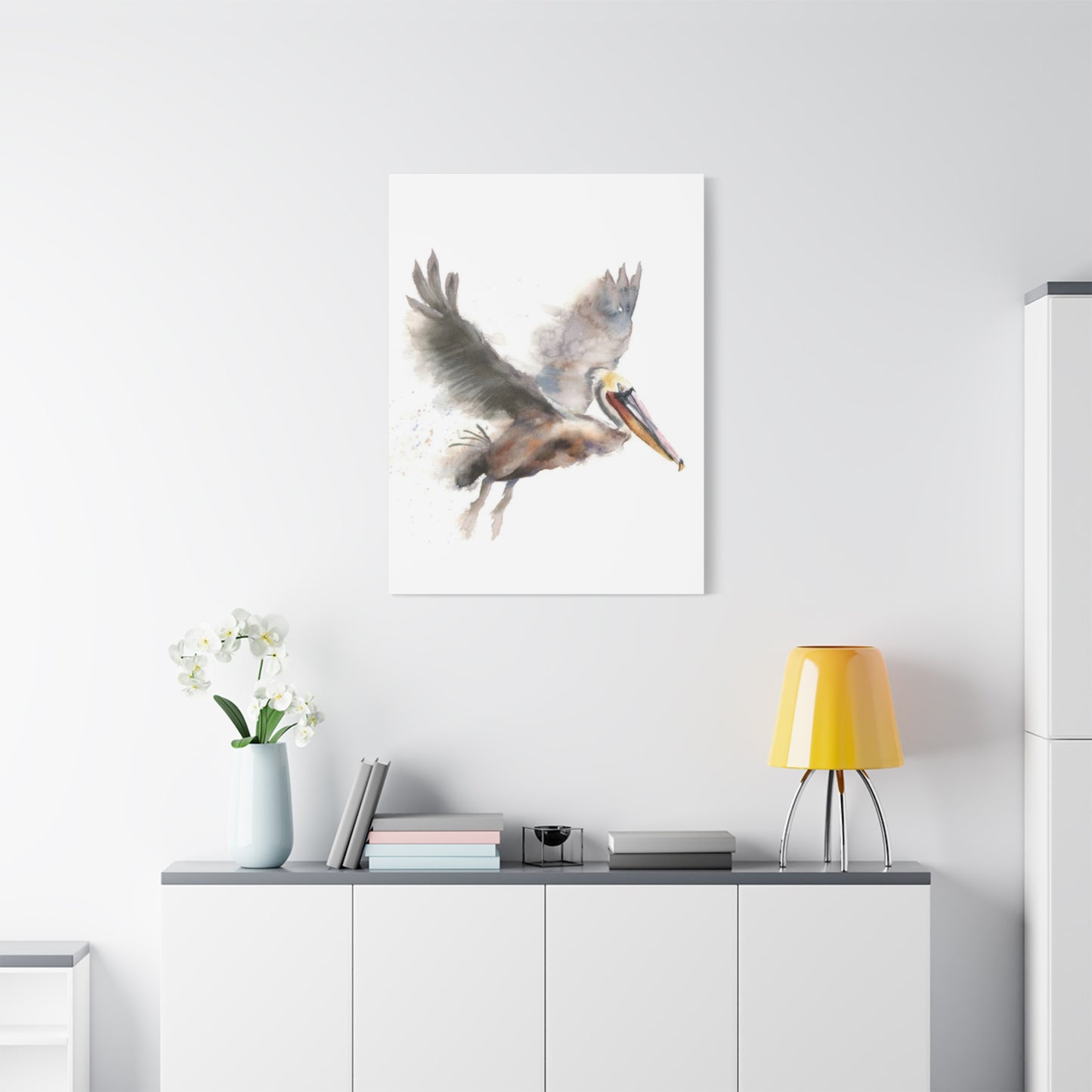 Flying Pelican Painting Wall Art & Canvas Prints