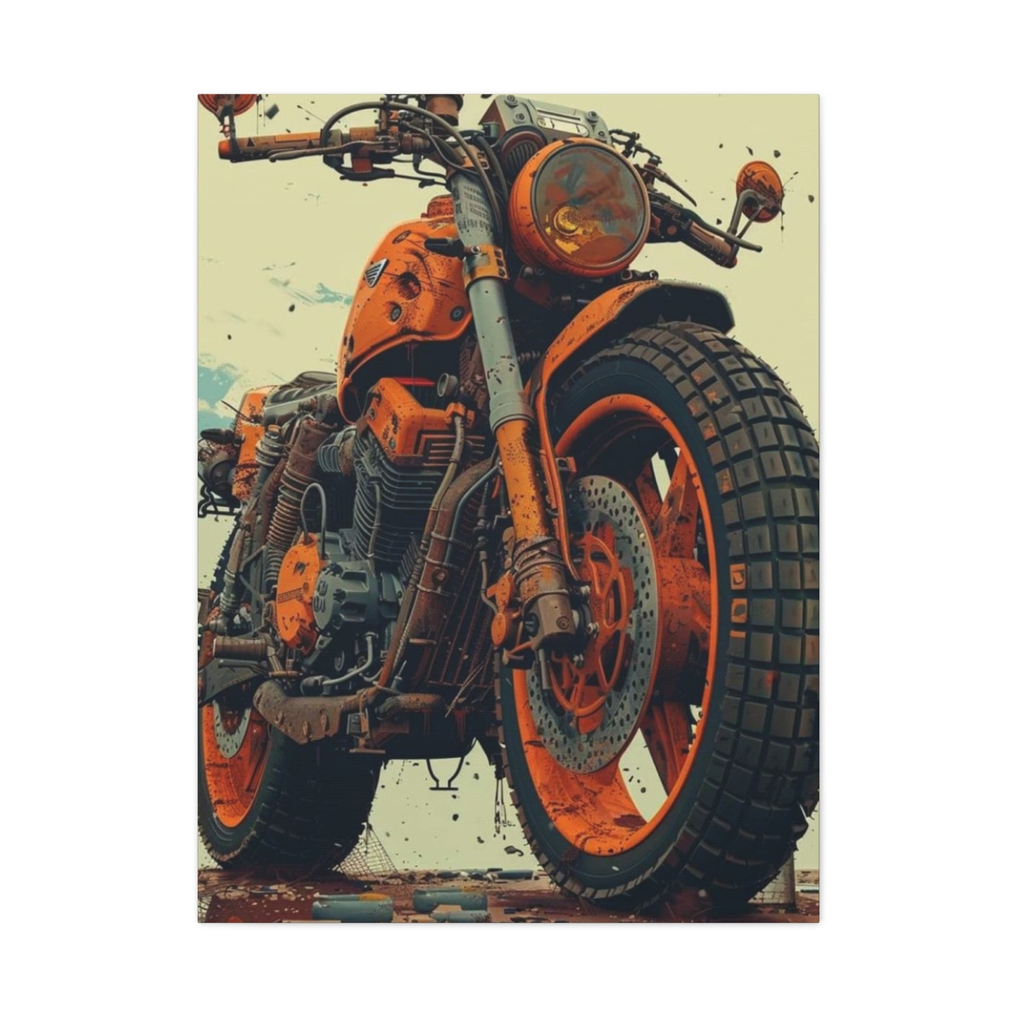 Orange Bike Poster Motorcycle Wall Art & Canvas Prints