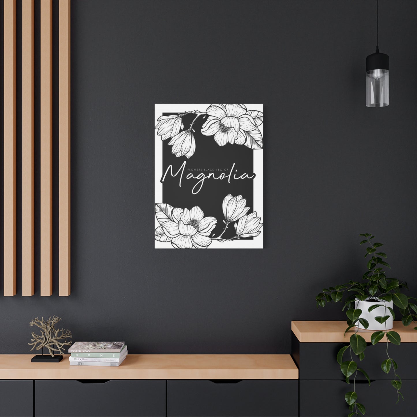 Magnolia Flower White Drawing Wall Art & Canvas Prints