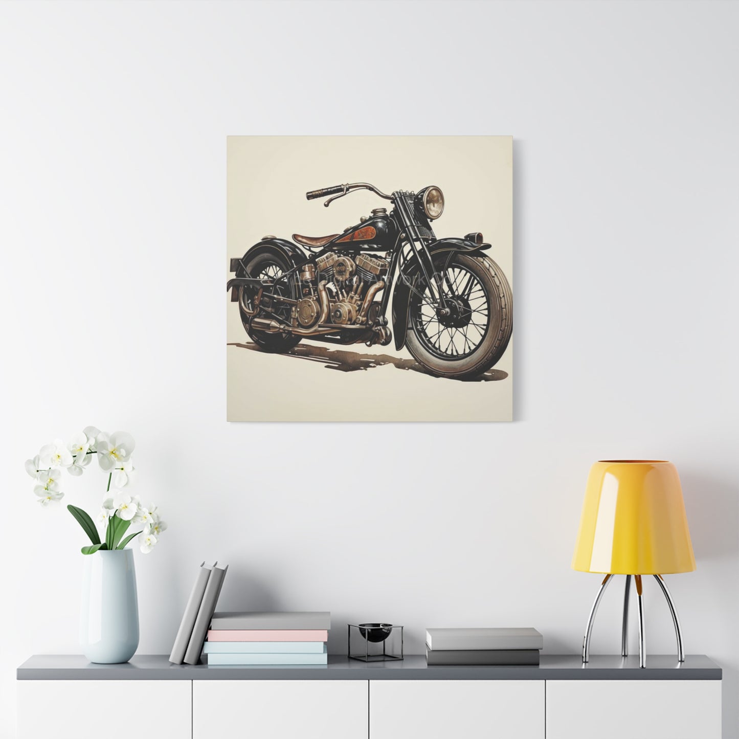 Twin Cylinder Classic Motorcycle Wall Art & Canvas Prints