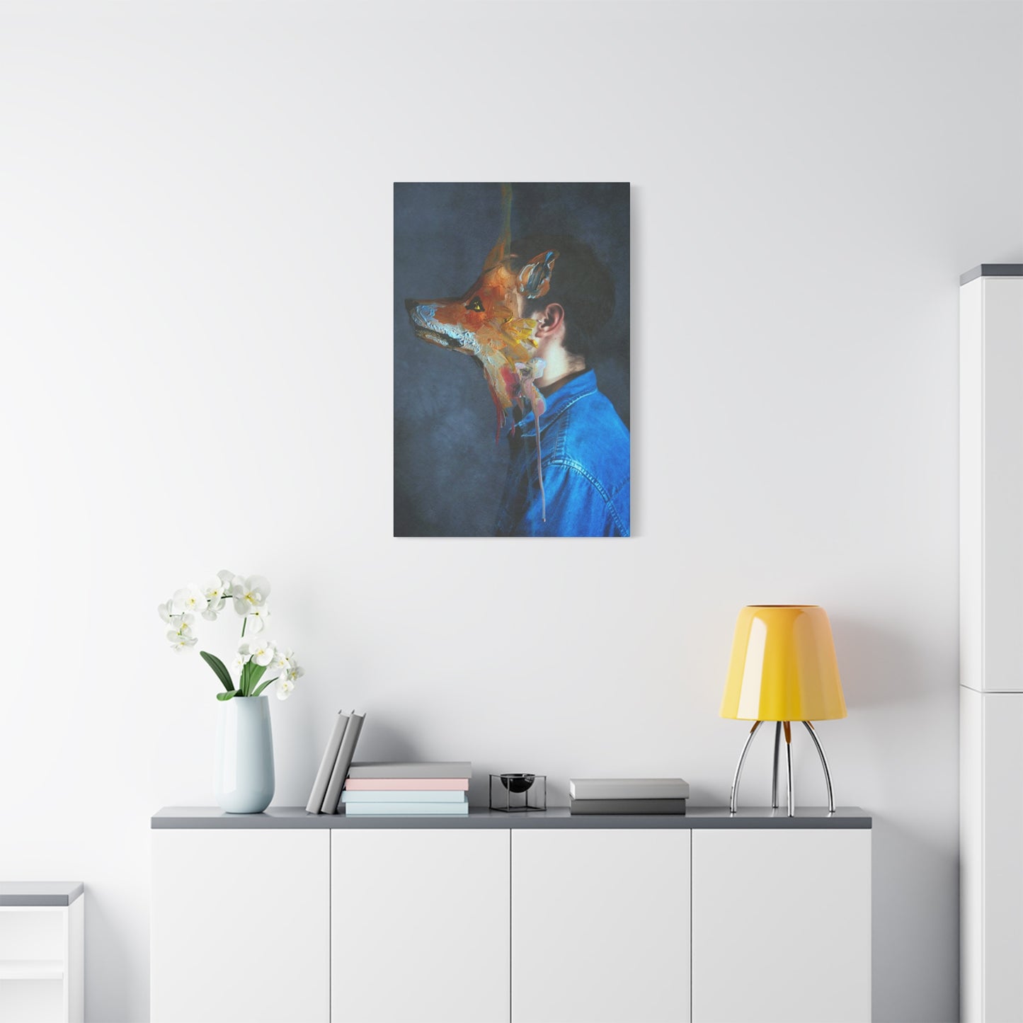 Man And Dog Painting Mixed Media Wall Art & Canvas Prints