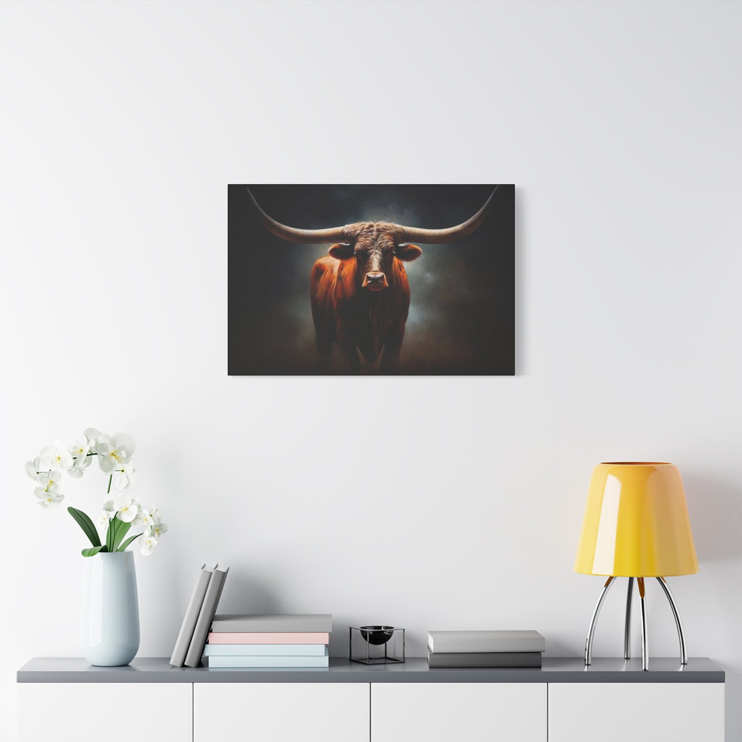 Hairy Bull Straight Long Horns Wall Art & Canvas Prints