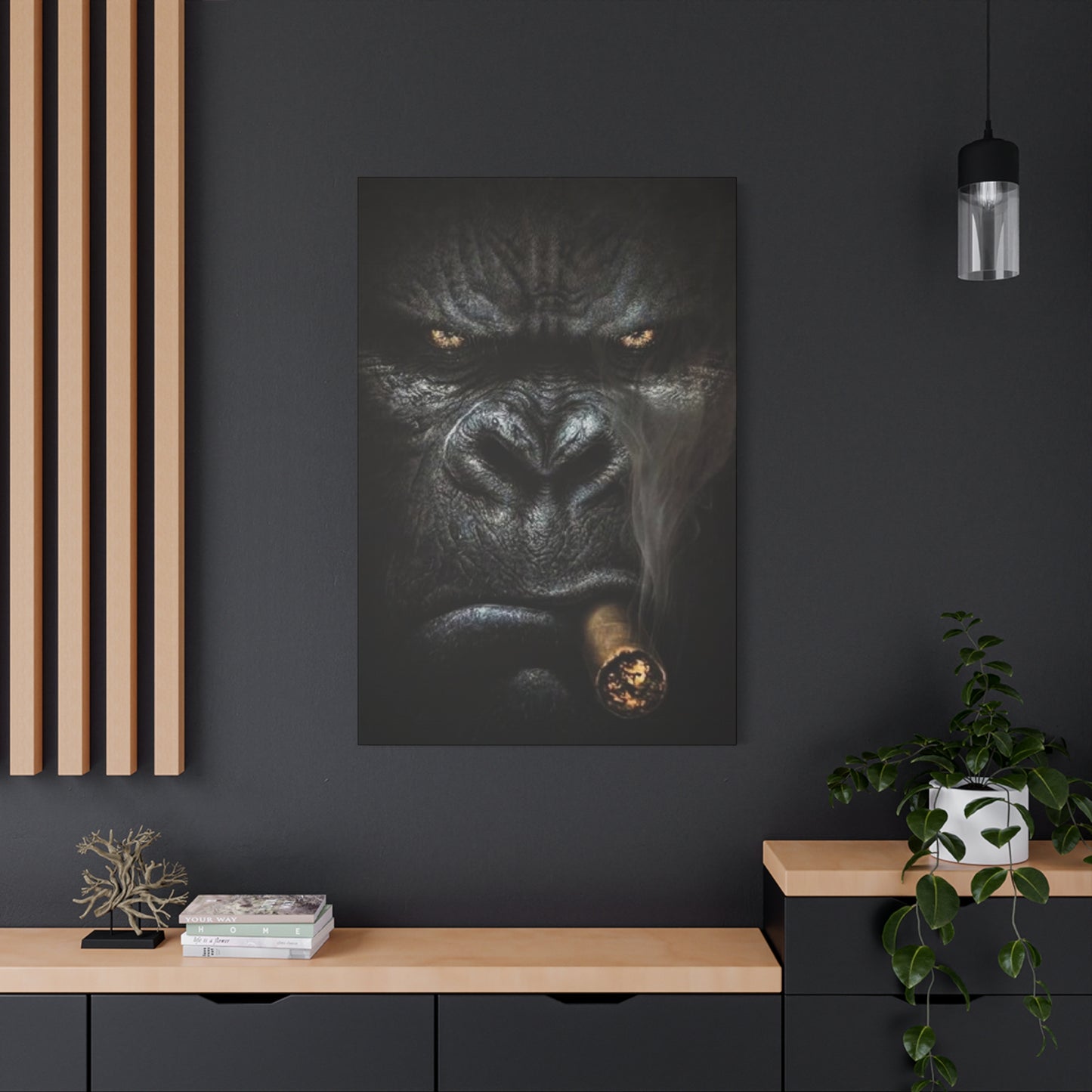 Smoking Gorilla Man Cave Decor Wall Art & Canvas Prints