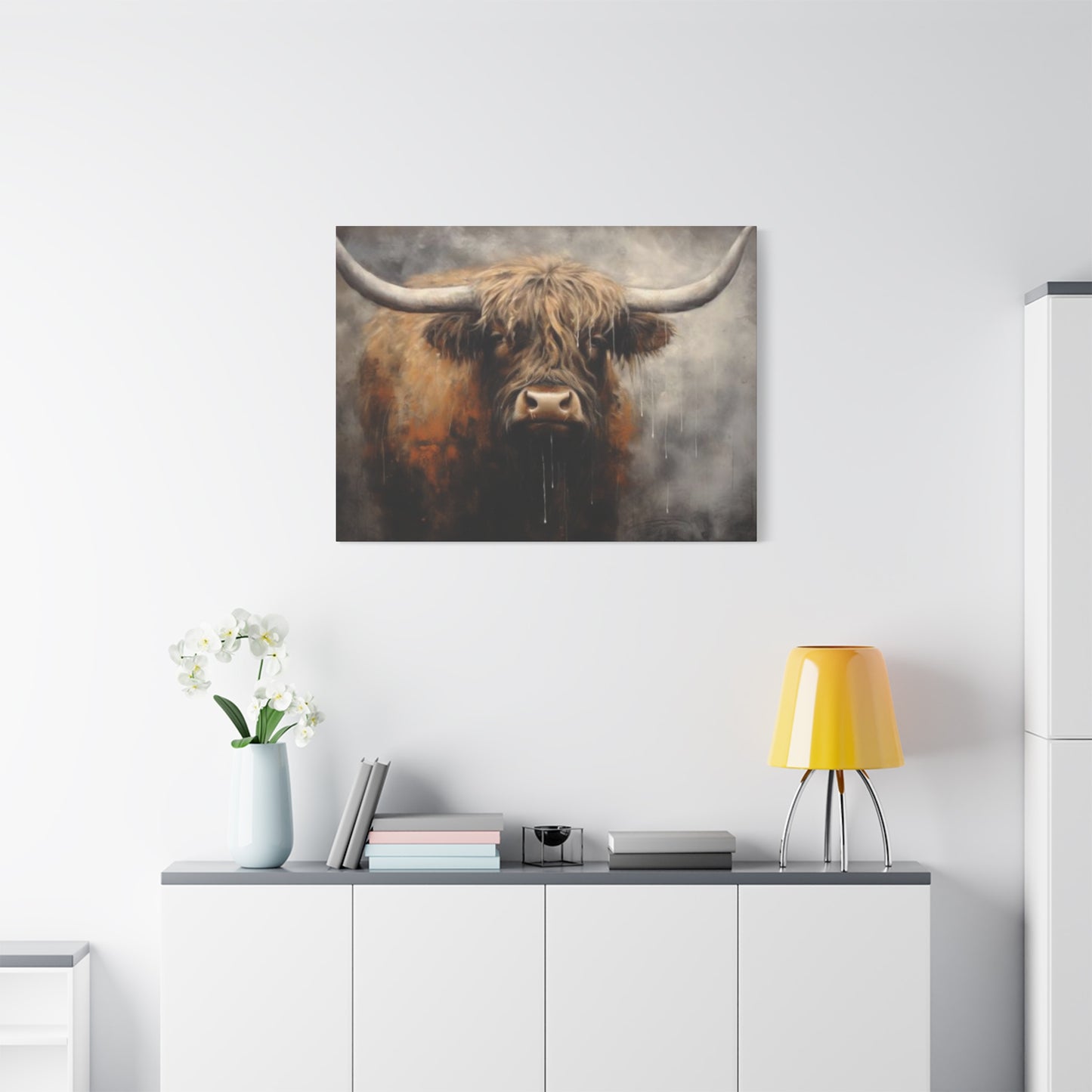 Hairy Bull Long Horns Wall Art & Canvas Prints