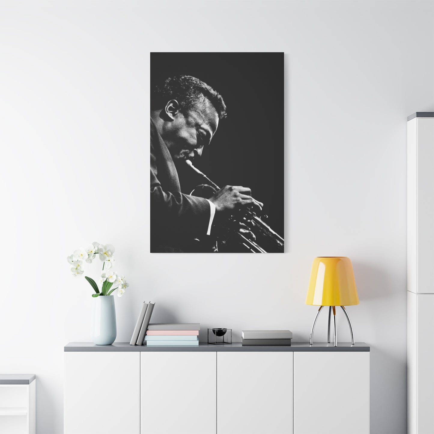 Black And White Jazz Instrument Artist Wall Art & Canvas Prints